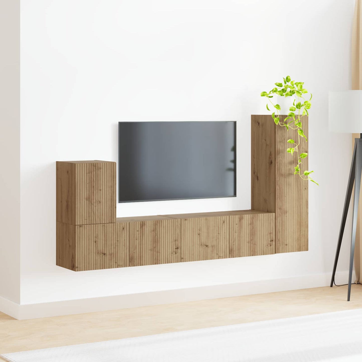 Tv-meubelset Wandgemonteerd 3 pcs Artisan Eiken Bewerkt hout is nu te koop bij PeponiXL, paradijselijk wonen!