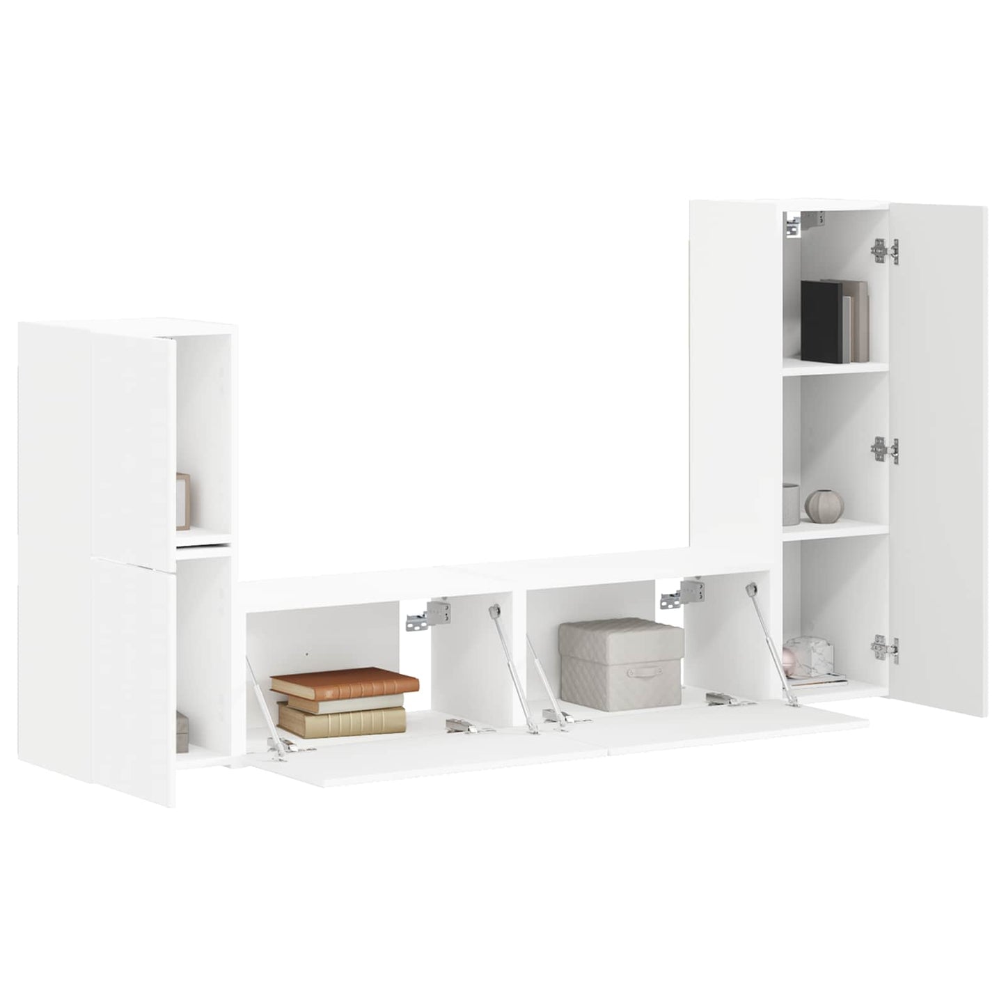 Tv-meubelset Wandgemonteerd 4 pcs Wit Bewerkt hout is nu te koop bij PeponiXL, paradijselijk wonen!