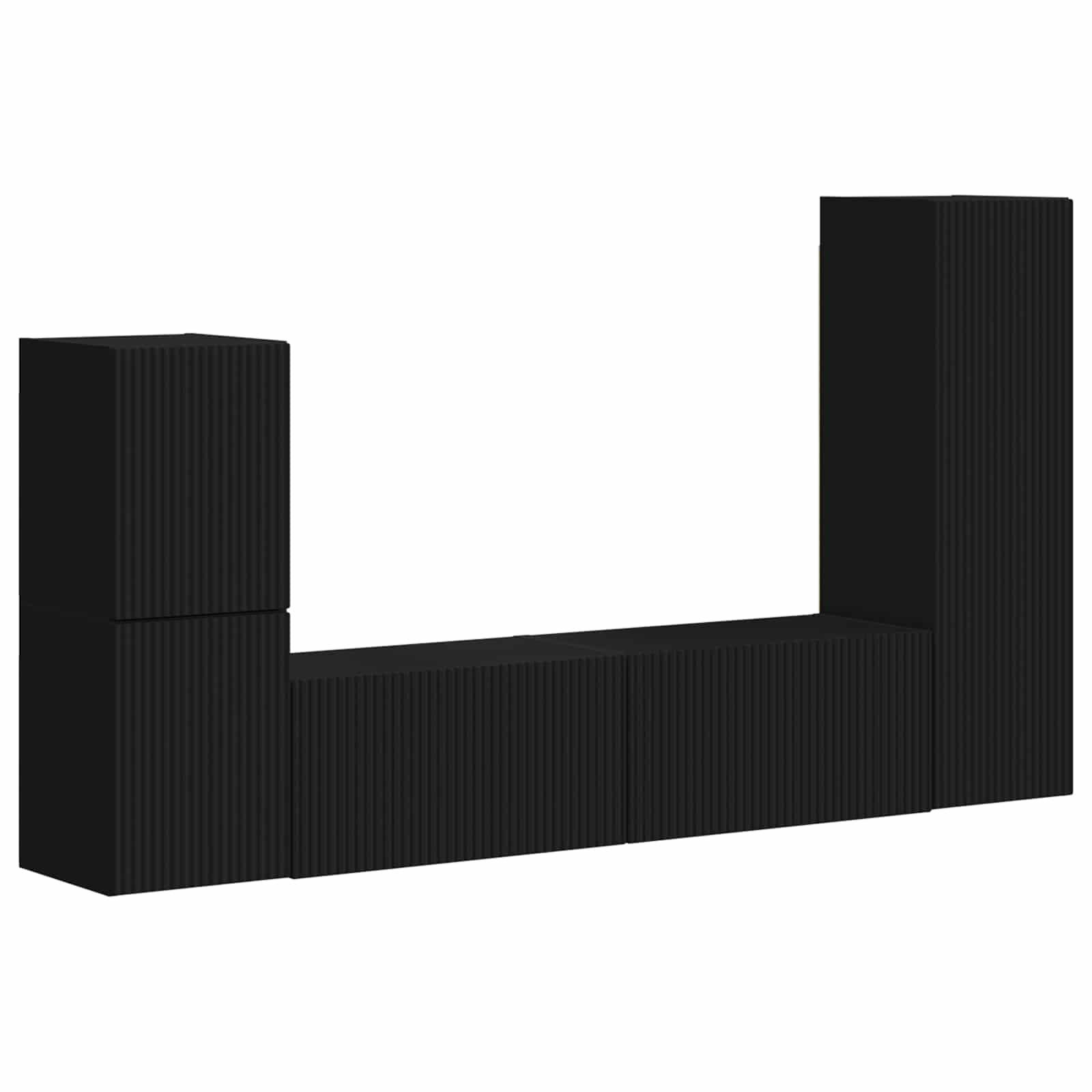 Tv-meubelset Wandgemonteerd 4 pcs Zwart Bewerkt hout is nu te koop bij PeponiXL, paradijselijk wonen!