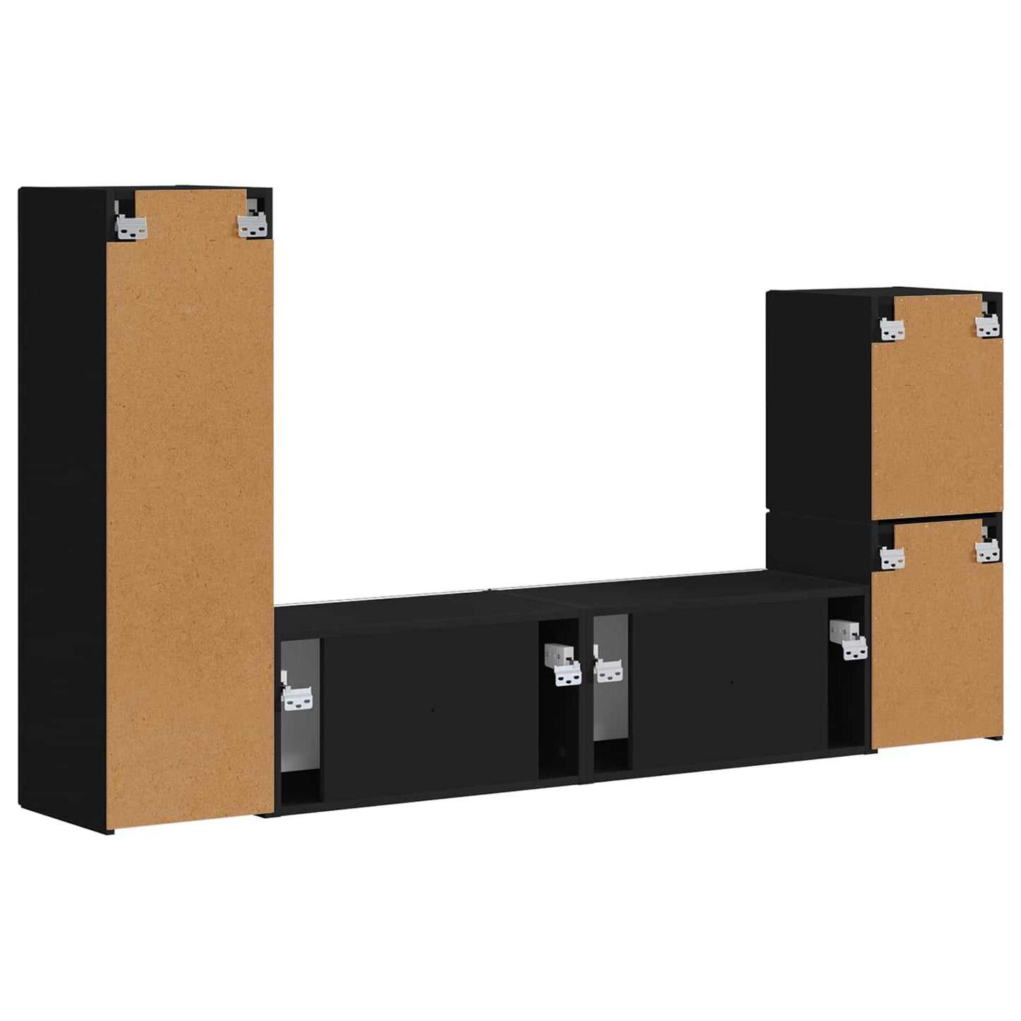 Tv-meubelset Wandgemonteerd 4 pcs Zwart Bewerkt hout is nu te koop bij PeponiXL, paradijselijk wonen!