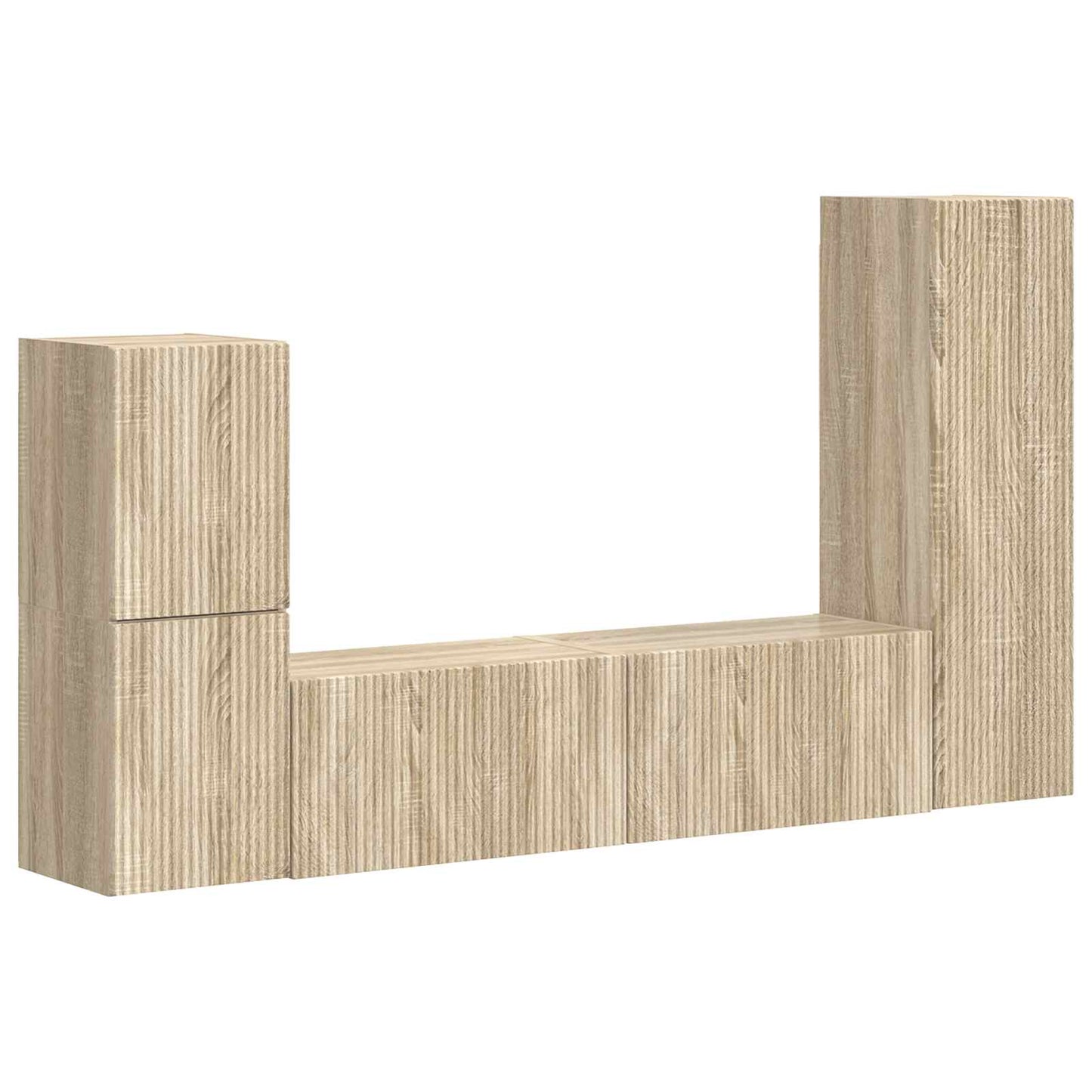 Tv-meubelset Wandgemonteerd 4 pcs Sonoma Eiken Bewerkt hout is nu te koop bij PeponiXL, paradijselijk wonen!