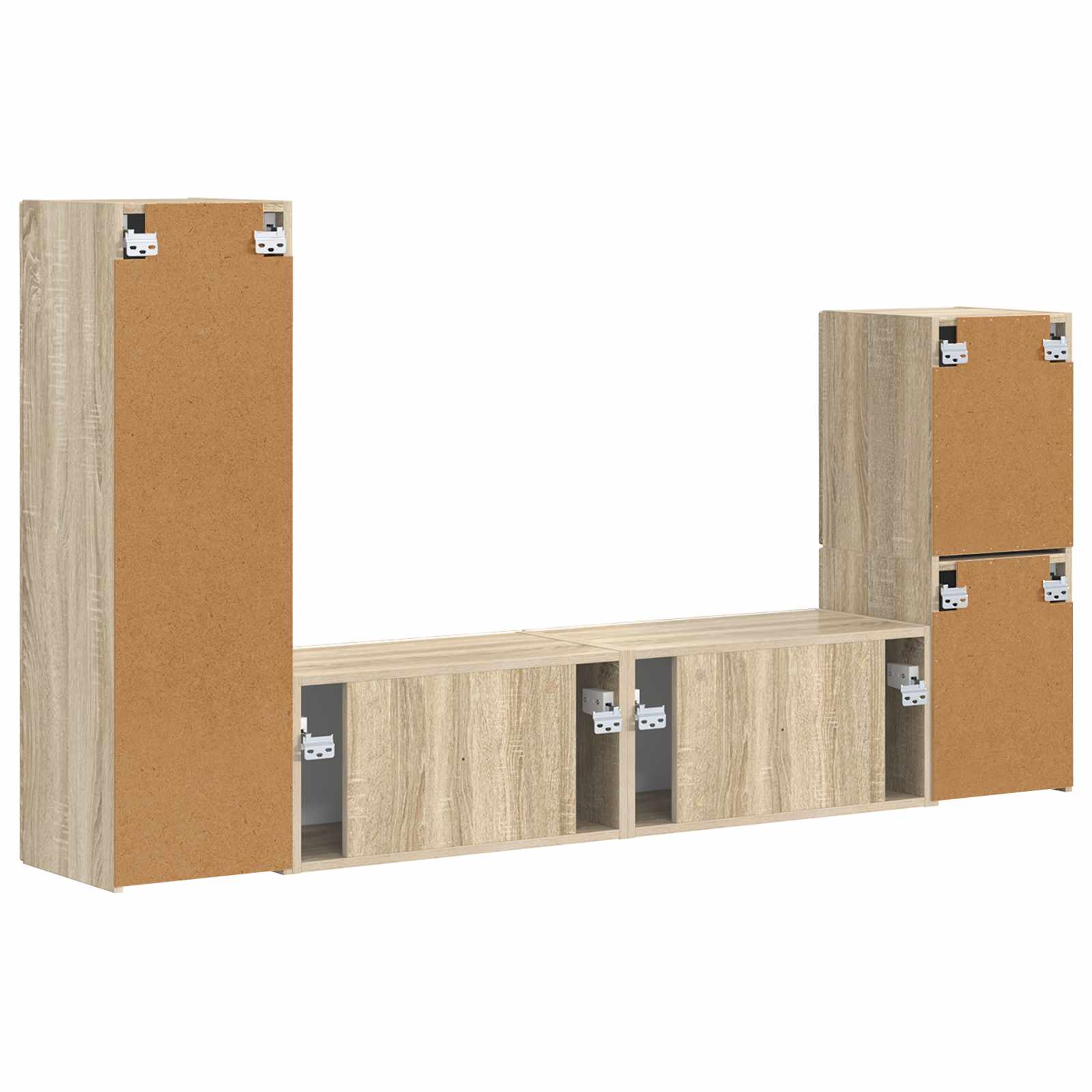Tv-meubelset Wandgemonteerd 4 pcs Sonoma Eiken Bewerkt hout is nu te koop bij PeponiXL, paradijselijk wonen!