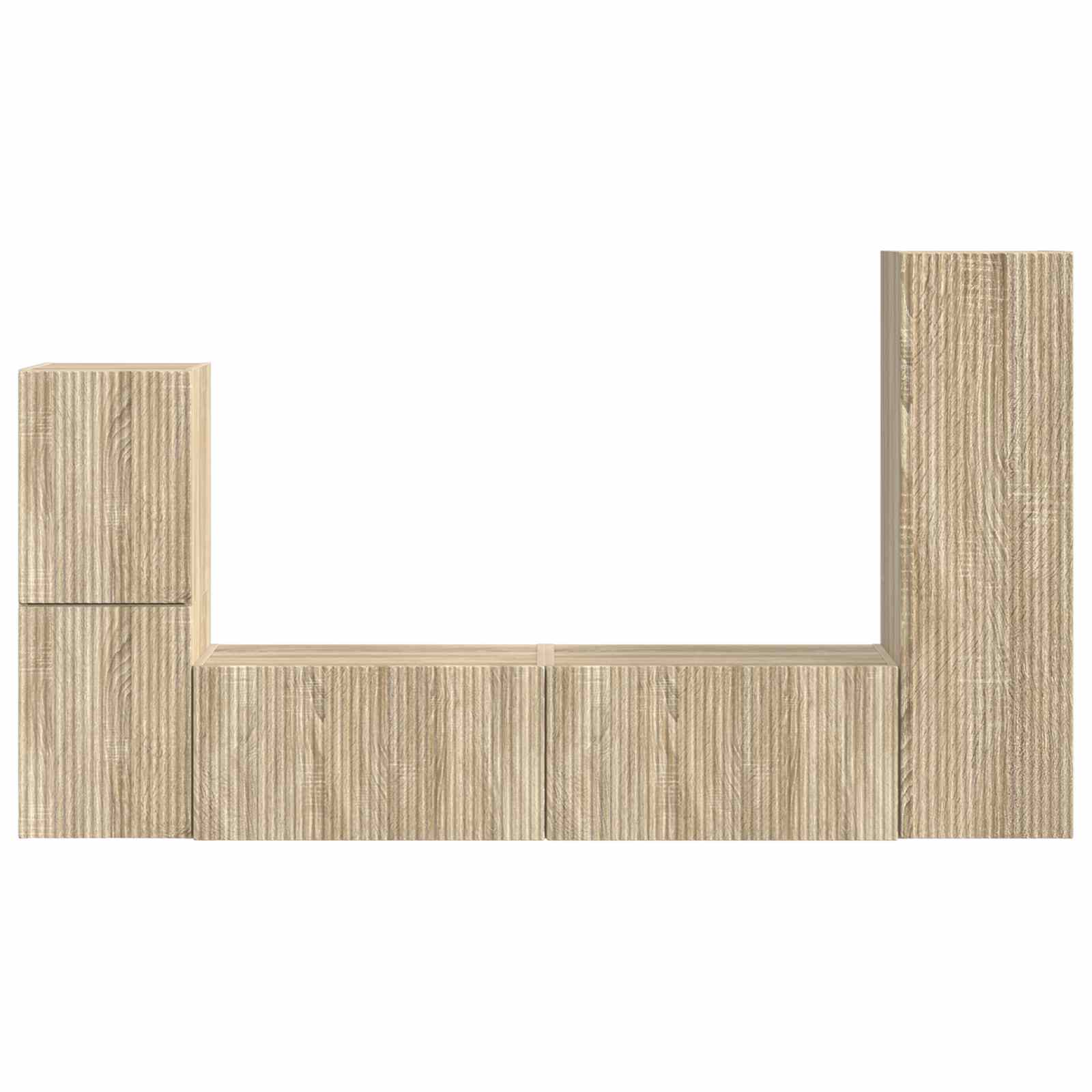 Tv-meubelset Wandgemonteerd 4 pcs Sonoma Eiken Bewerkt hout is nu te koop bij PeponiXL, paradijselijk wonen!