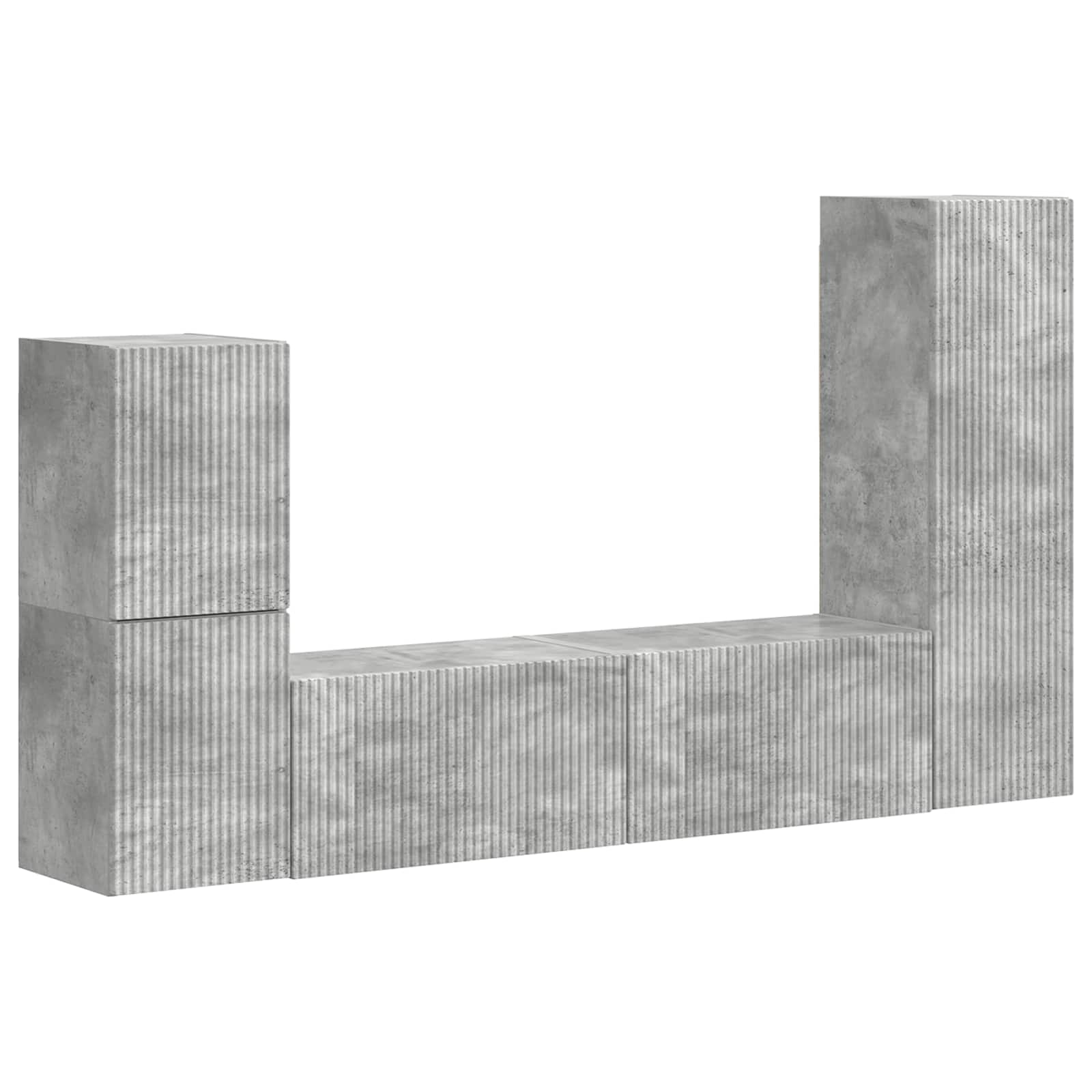 Tv-meubelset Wandgemonteerd 4 pcs Beton Grijs Bewerkt hout is nu te koop bij PeponiXL, paradijselijk wonen!