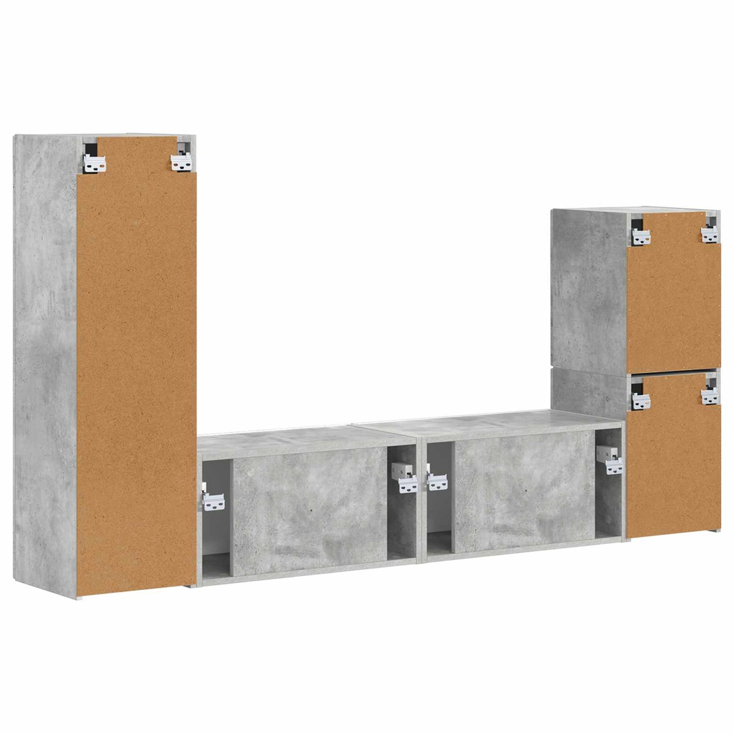 Tv-meubelset Wandgemonteerd 4 pcs Beton Grijs Bewerkt hout is nu te koop bij PeponiXL, paradijselijk wonen!