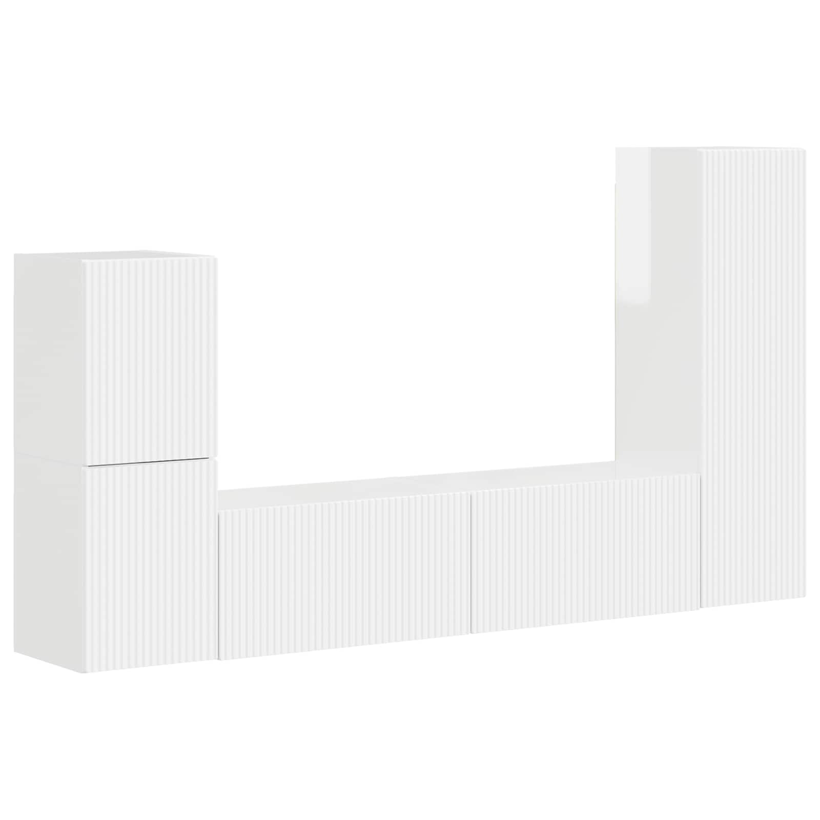 Tv-meubelset Wandgemonteerd 4 pcs Hoogglans wit Bewerkt hout is nu te koop bij PeponiXL, paradijselijk wonen!
