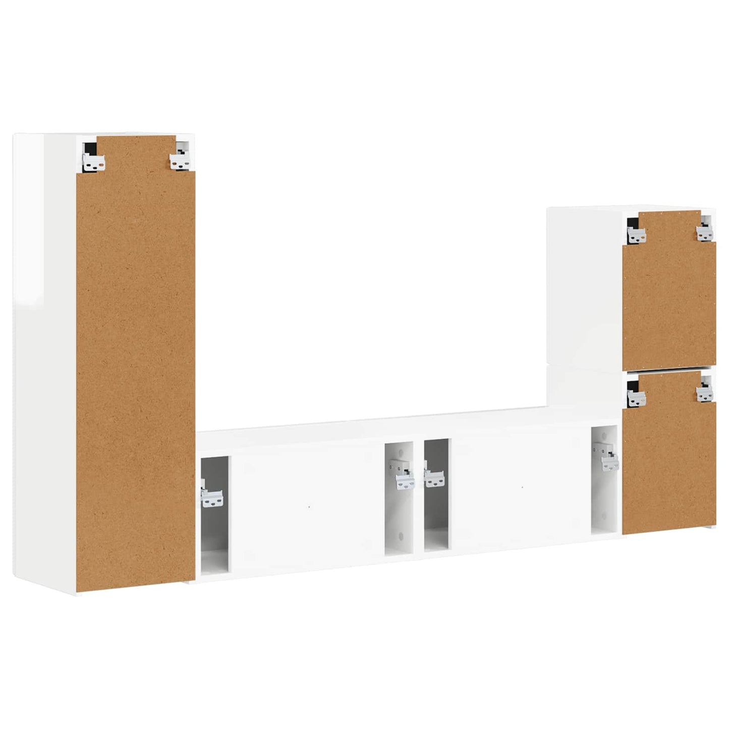 Tv-meubelset Wandgemonteerd 4 pcs Hoogglans wit Bewerkt hout is nu te koop bij PeponiXL, paradijselijk wonen!