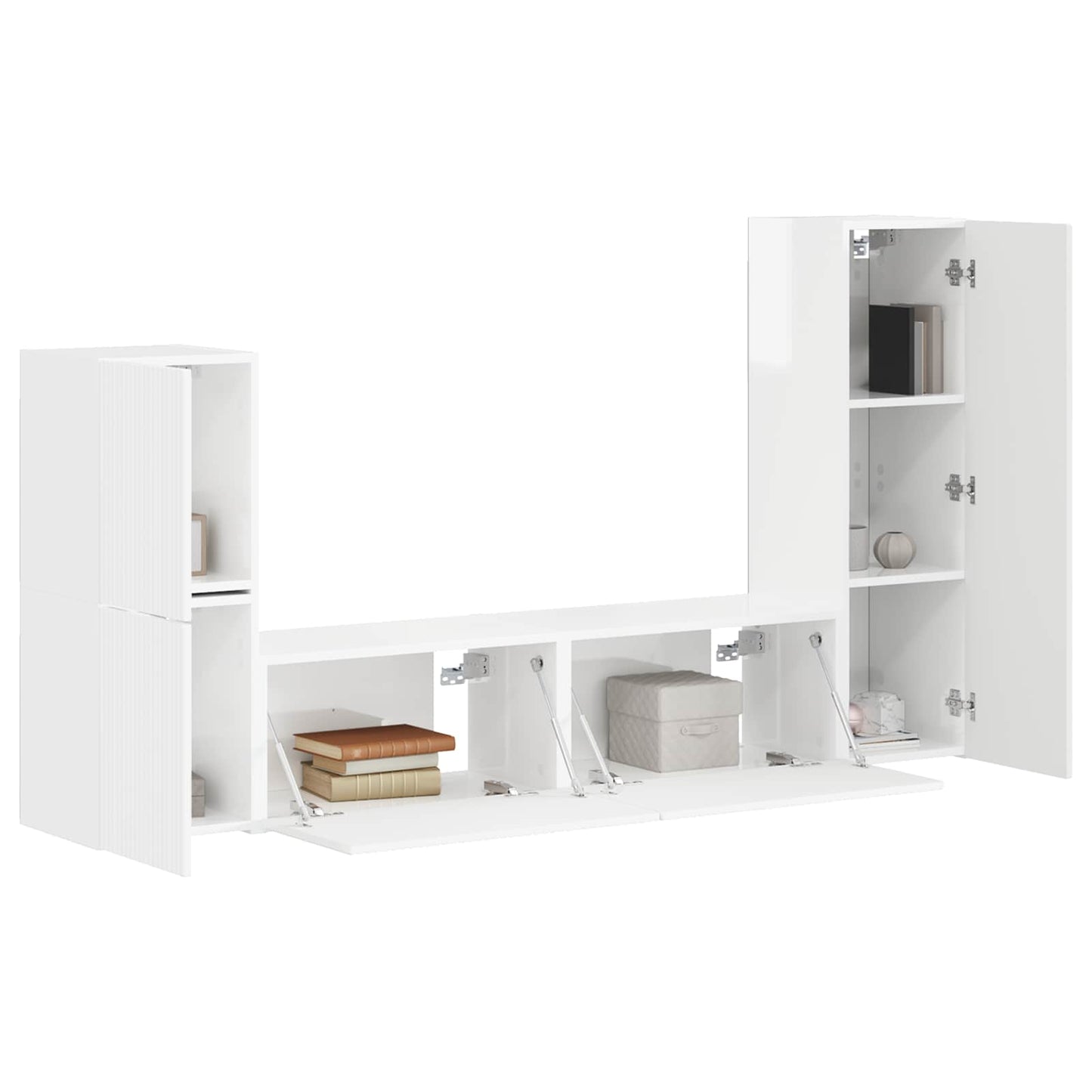 Tv-meubelset Wandgemonteerd 4 pcs Hoogglans wit Bewerkt hout is nu te koop bij PeponiXL, paradijselijk wonen!