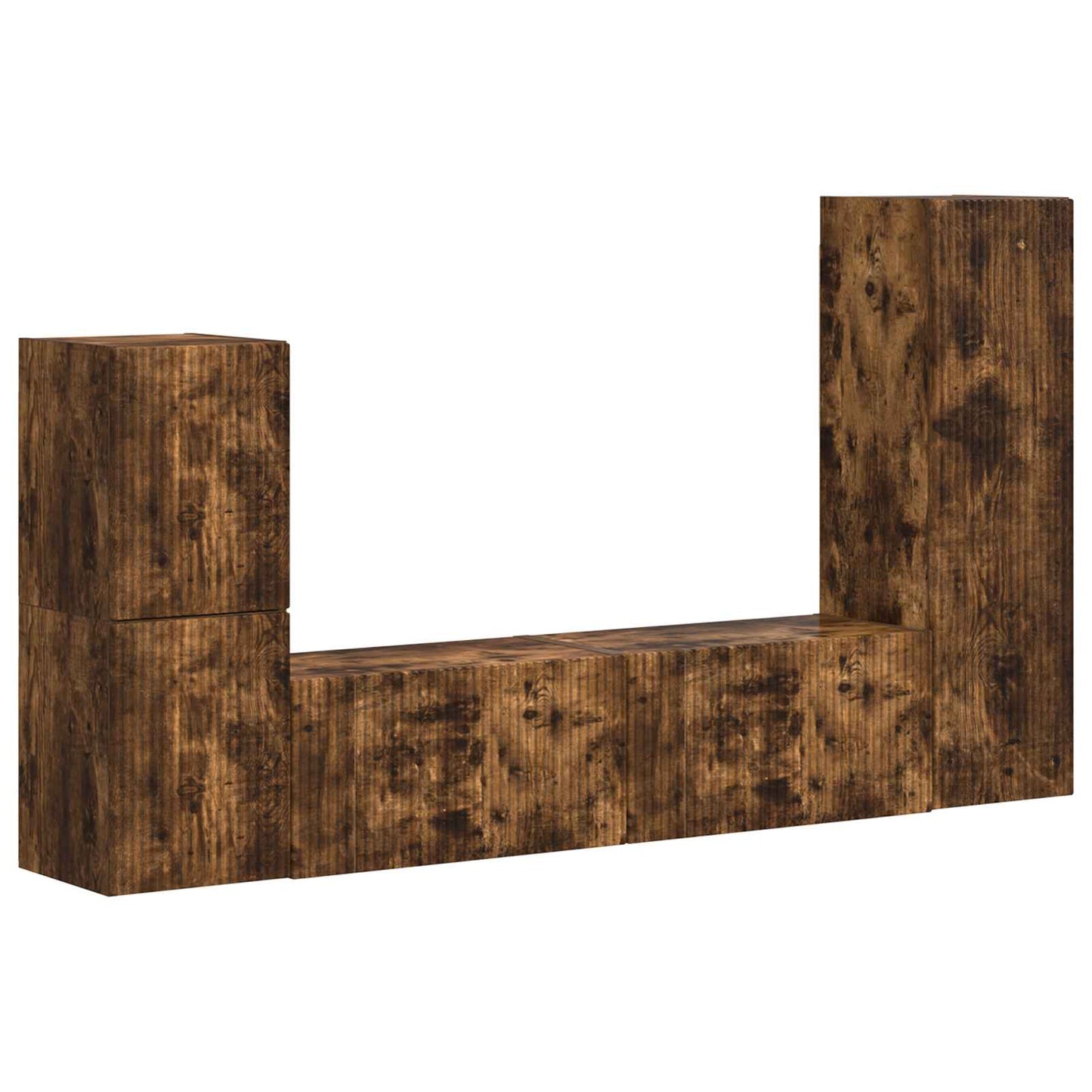 Tv-meubelset Wandgemonteerd 4 pcs Gerookt eiken Bewerkt hout is nu te koop bij PeponiXL, paradijselijk wonen!