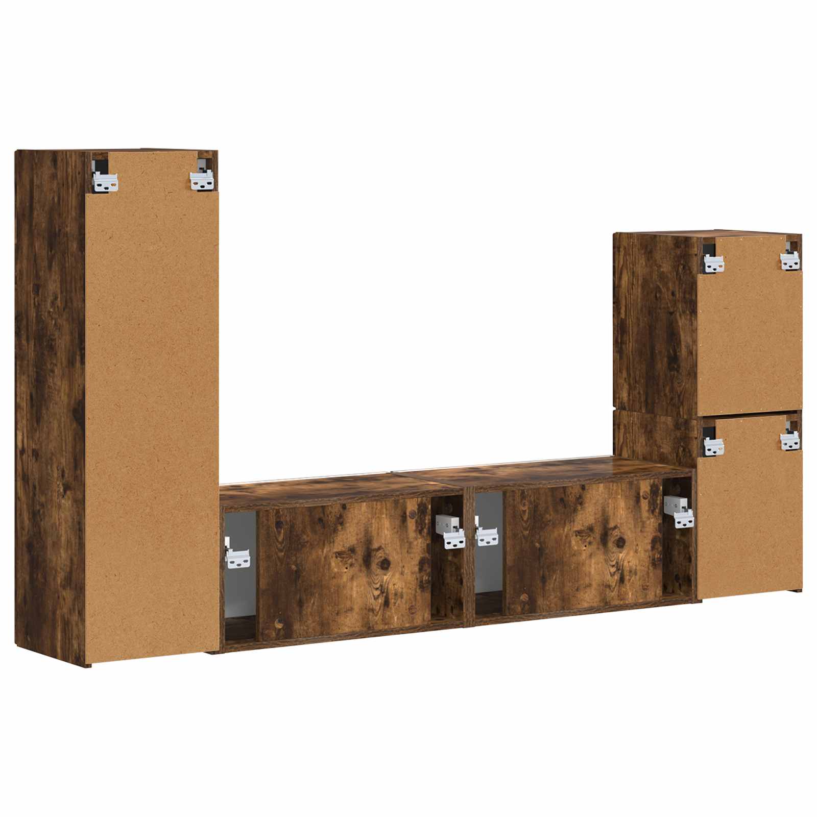 Tv-meubelset Wandgemonteerd 4 pcs Gerookt eiken Bewerkt hout is nu te koop bij PeponiXL, paradijselijk wonen!