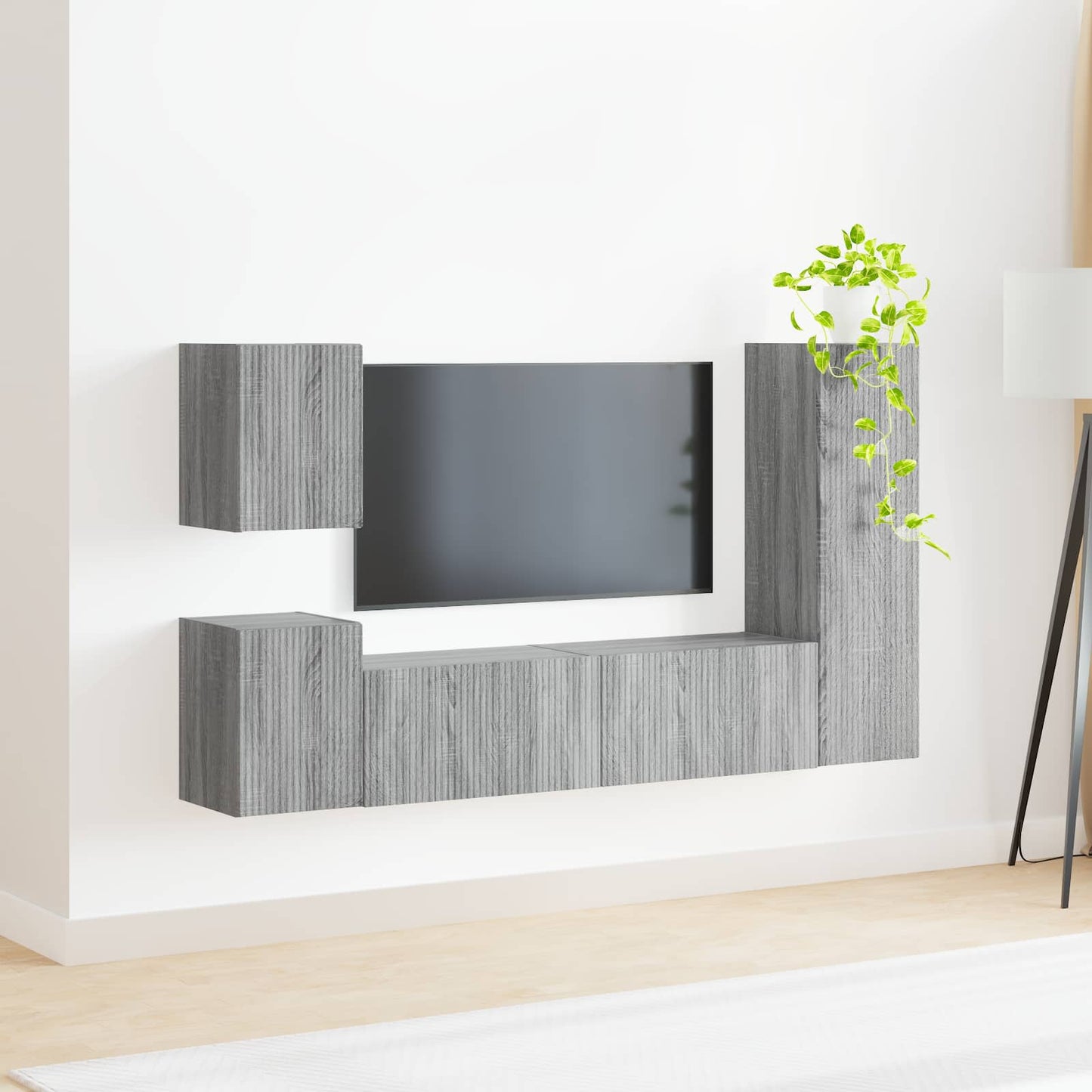 Tv-meubelset Wandgemonteerd 4 pcs Grijs Sonoma Bewerkt hout is nu te koop bij PeponiXL, paradijselijk wonen!