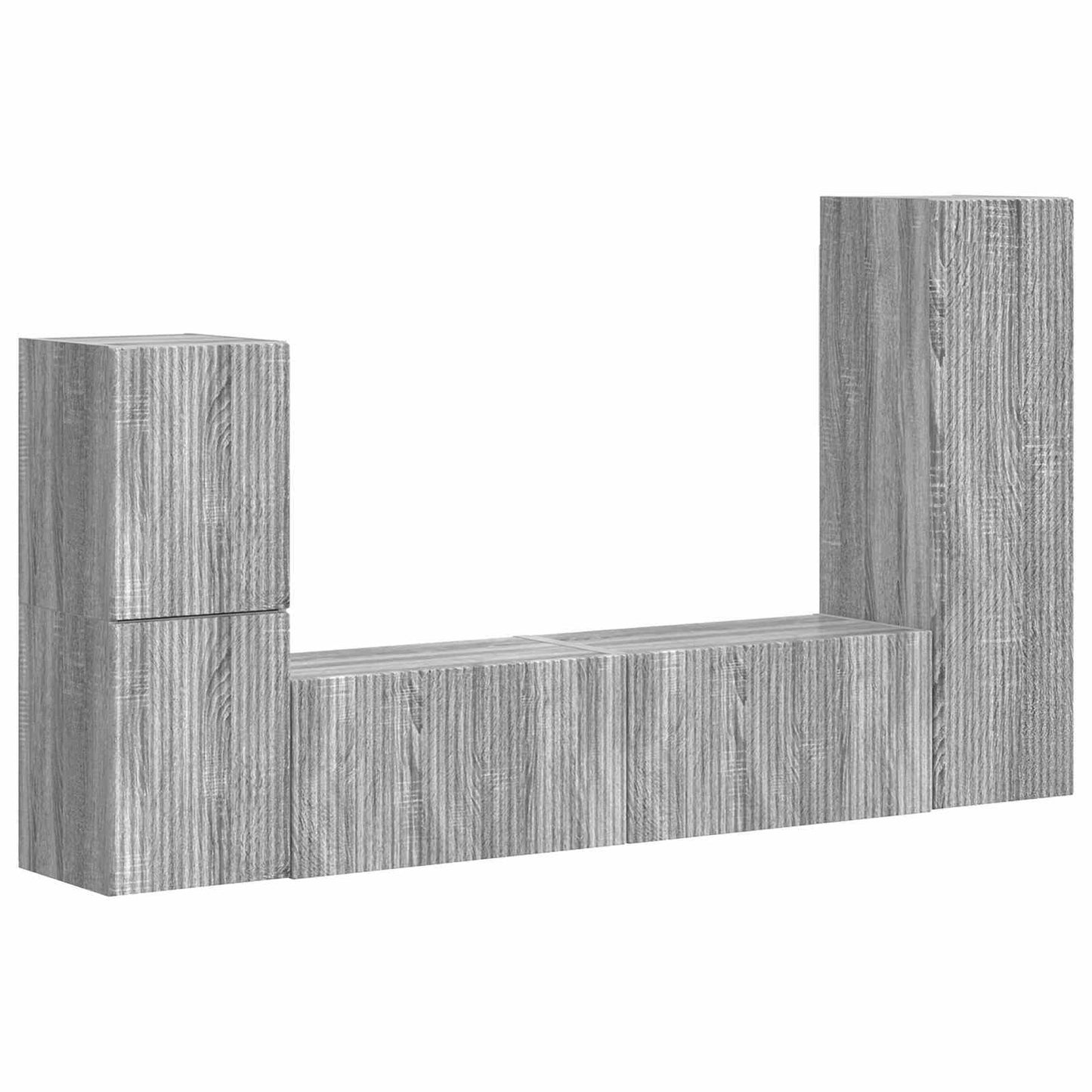 Tv-meubelset Wandgemonteerd 4 pcs Grijs Sonoma Bewerkt hout is nu te koop bij PeponiXL, paradijselijk wonen!