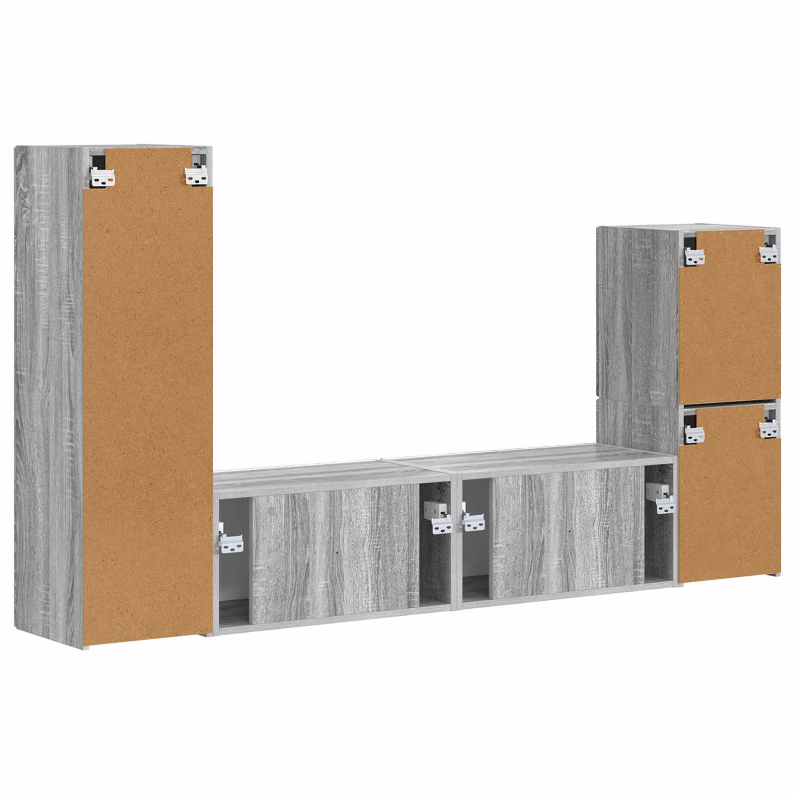 Tv-meubelset Wandgemonteerd 4 pcs Grijs Sonoma Bewerkt hout is nu te koop bij PeponiXL, paradijselijk wonen!