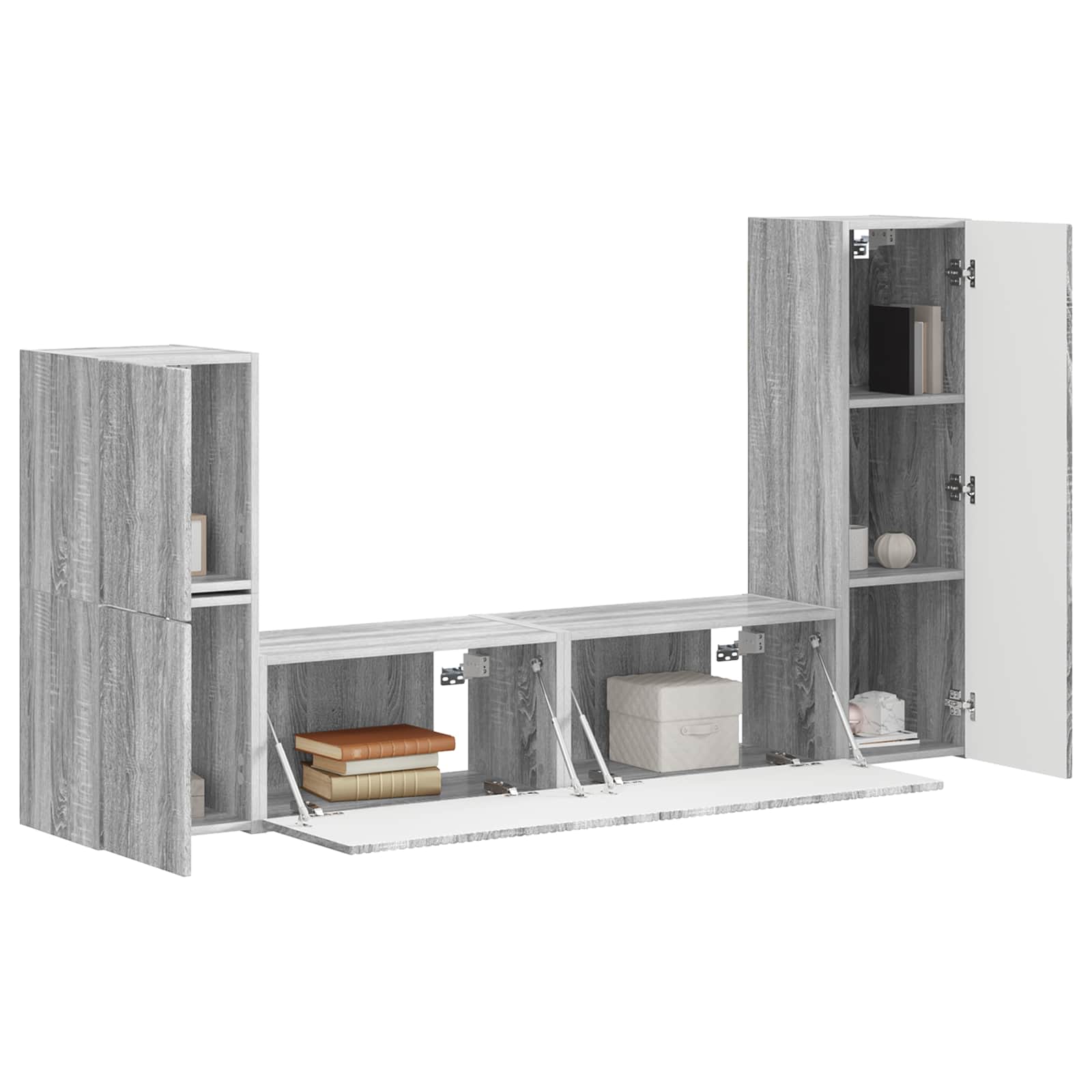 Tv-meubelset Wandgemonteerd 4 pcs Grijs Sonoma Bewerkt hout is nu te koop bij PeponiXL, paradijselijk wonen!
