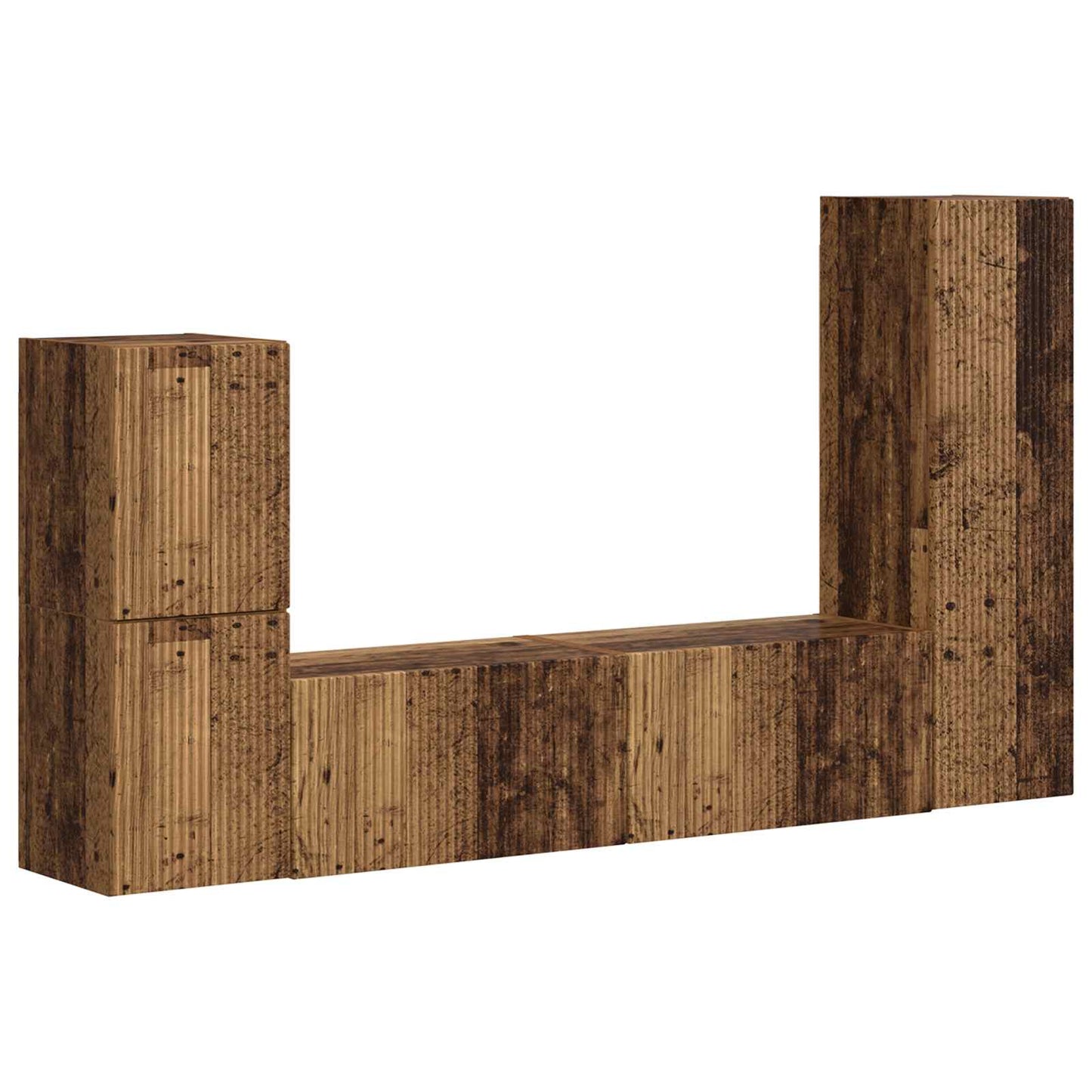 Tv-meubelset Wandgemonteerd 4 pcs Oudhout Bewerkt hout is nu te koop bij PeponiXL, paradijselijk wonen!