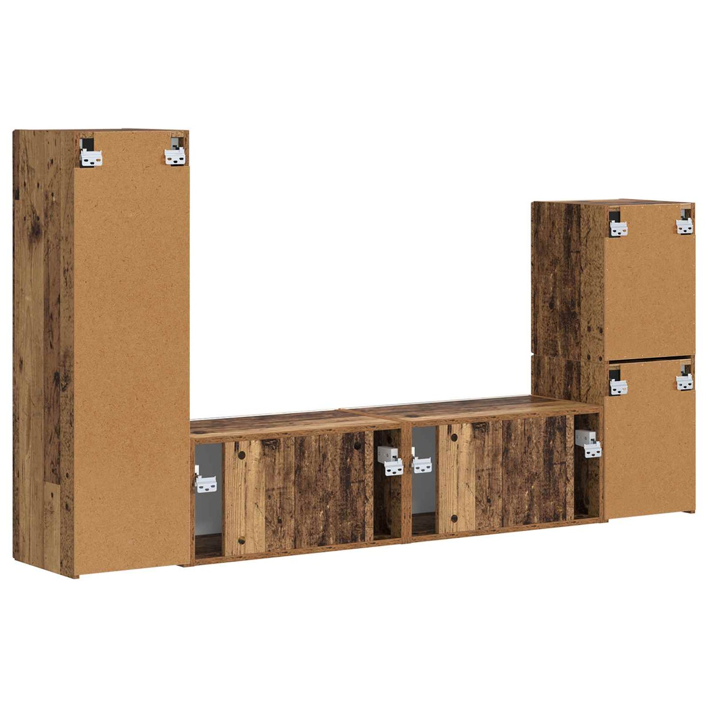 Tv-meubelset Wandgemonteerd 4 pcs Oudhout Bewerkt hout is nu te koop bij PeponiXL, paradijselijk wonen!