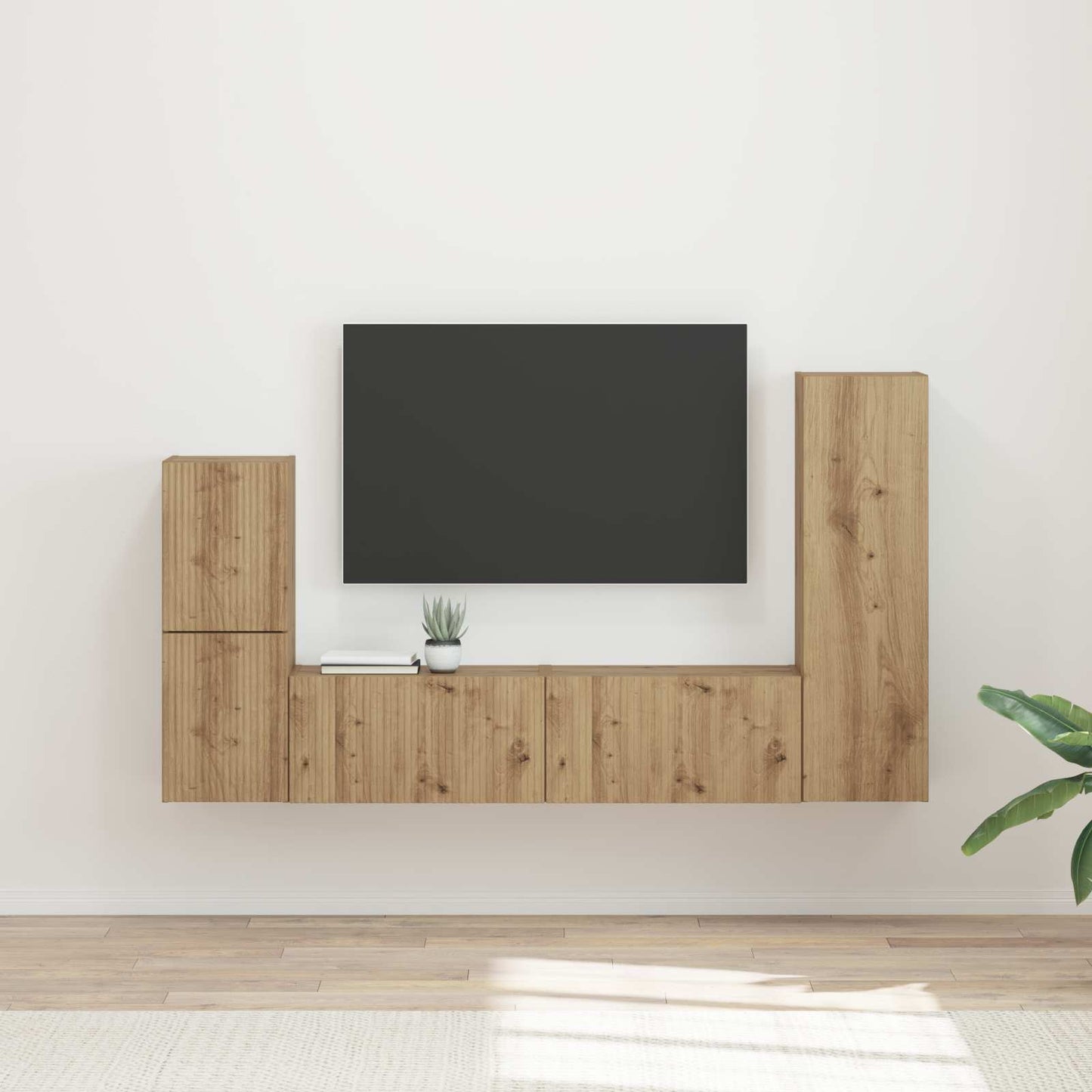 Tv-meubelset Wandgemonteerd 4 pcs Artisan Eiken Bewerkt hout is nu te koop bij PeponiXL, paradijselijk wonen!