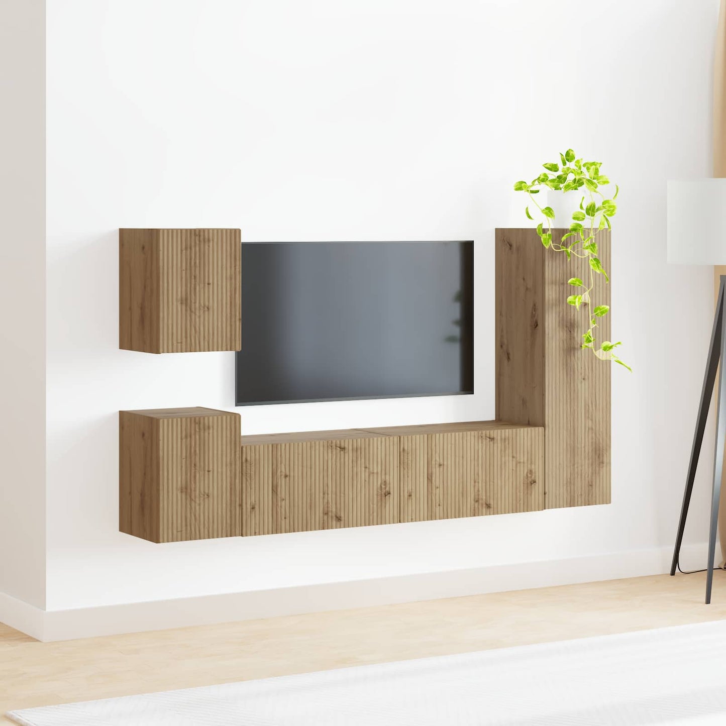 Tv-meubelset Wandgemonteerd 4 pcs Artisan Eiken Bewerkt hout is nu te koop bij PeponiXL, paradijselijk wonen!