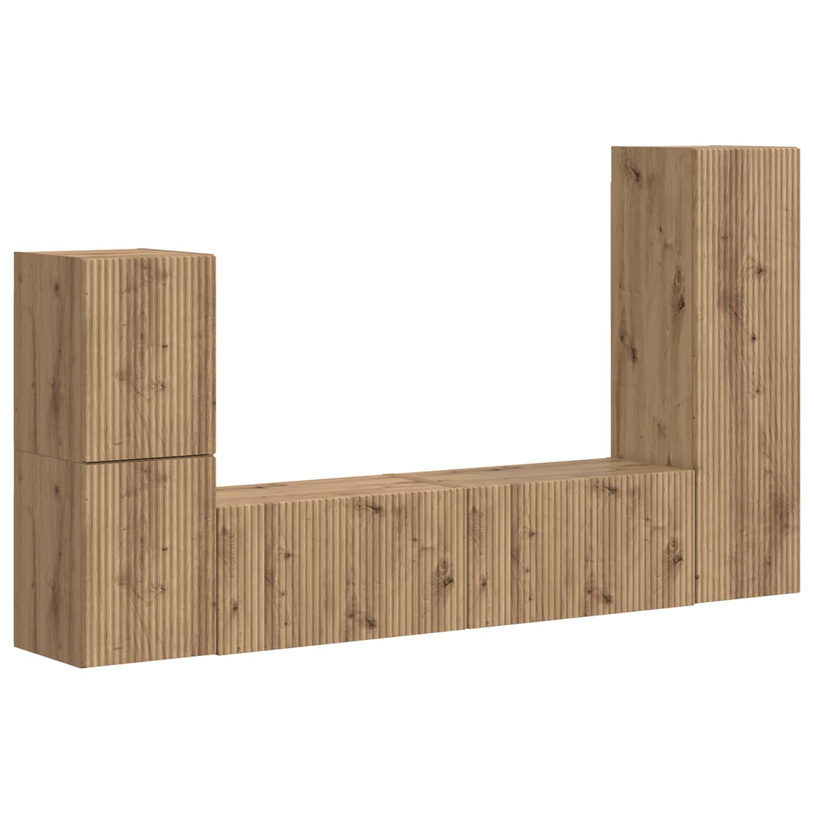 Tv-meubelset Wandgemonteerd 4 pcs Artisan Eiken Bewerkt hout is nu te koop bij PeponiXL, paradijselijk wonen!