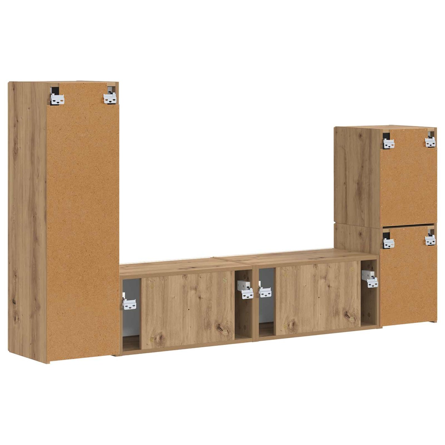 Tv-meubelset Wandgemonteerd 4 pcs Artisan Eiken Bewerkt hout is nu te koop bij PeponiXL, paradijselijk wonen!