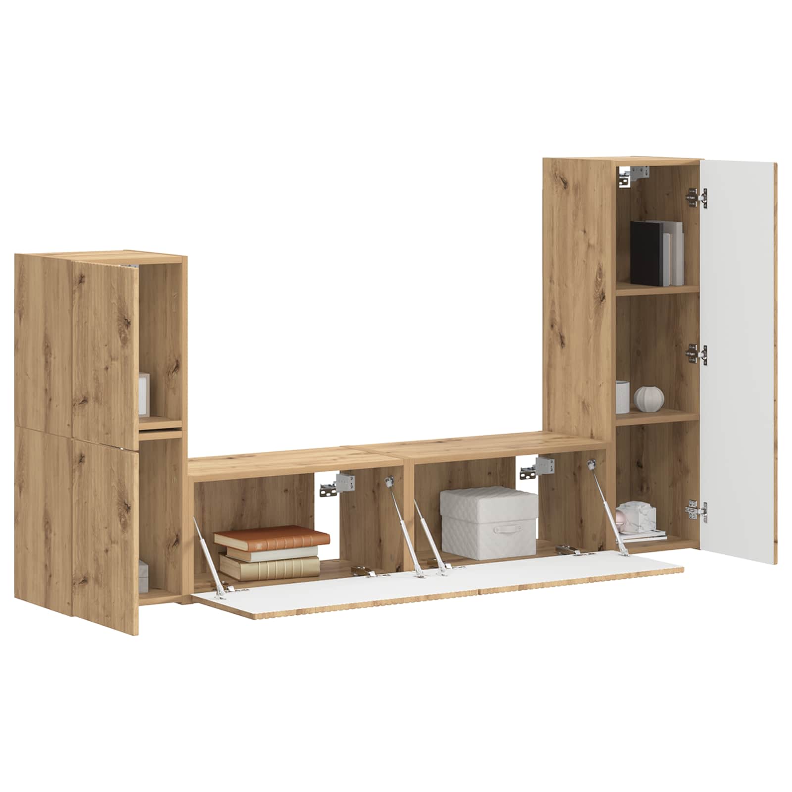 Tv-meubelset Wandgemonteerd 4 pcs Artisan Eiken Bewerkt hout is nu te koop bij PeponiXL, paradijselijk wonen!
