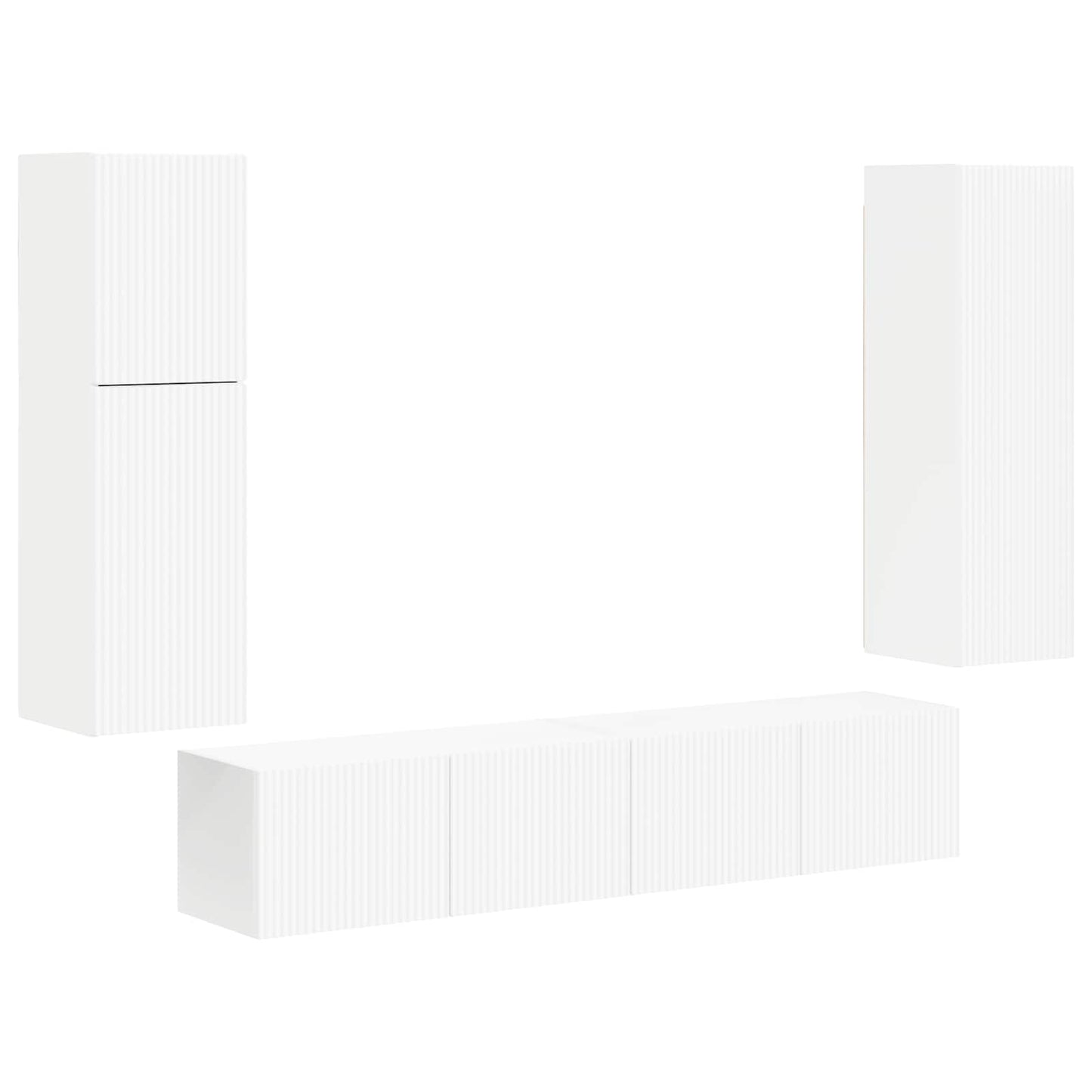 Tv-meubelset Wandgemonteerd 4 pcs Wit Bewerkt hout is nu te koop bij PeponiXL, paradijselijk wonen!