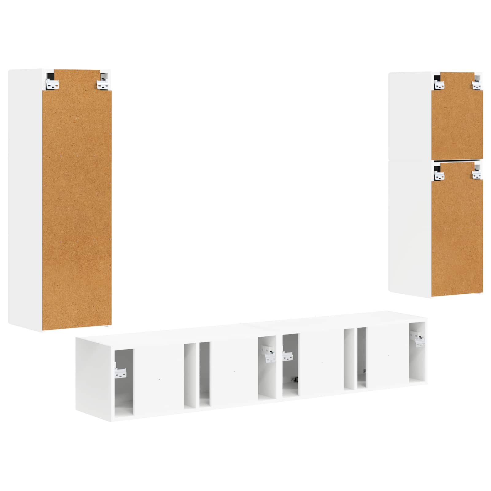 Tv-meubelset Wandgemonteerd 4 pcs Wit Bewerkt hout is nu te koop bij PeponiXL, paradijselijk wonen!