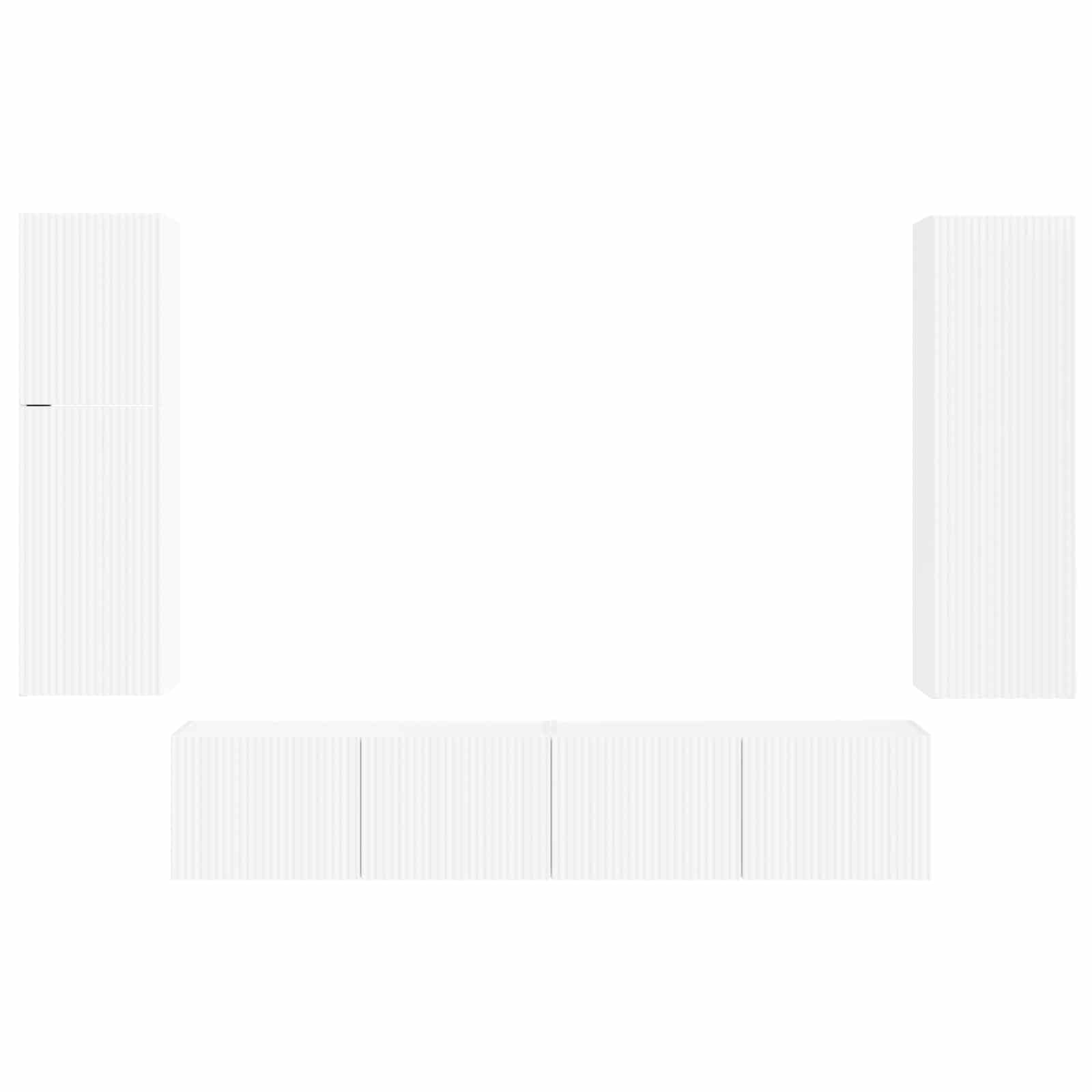 Tv-meubelset Wandgemonteerd 4 pcs Wit Bewerkt hout is nu te koop bij PeponiXL, paradijselijk wonen!