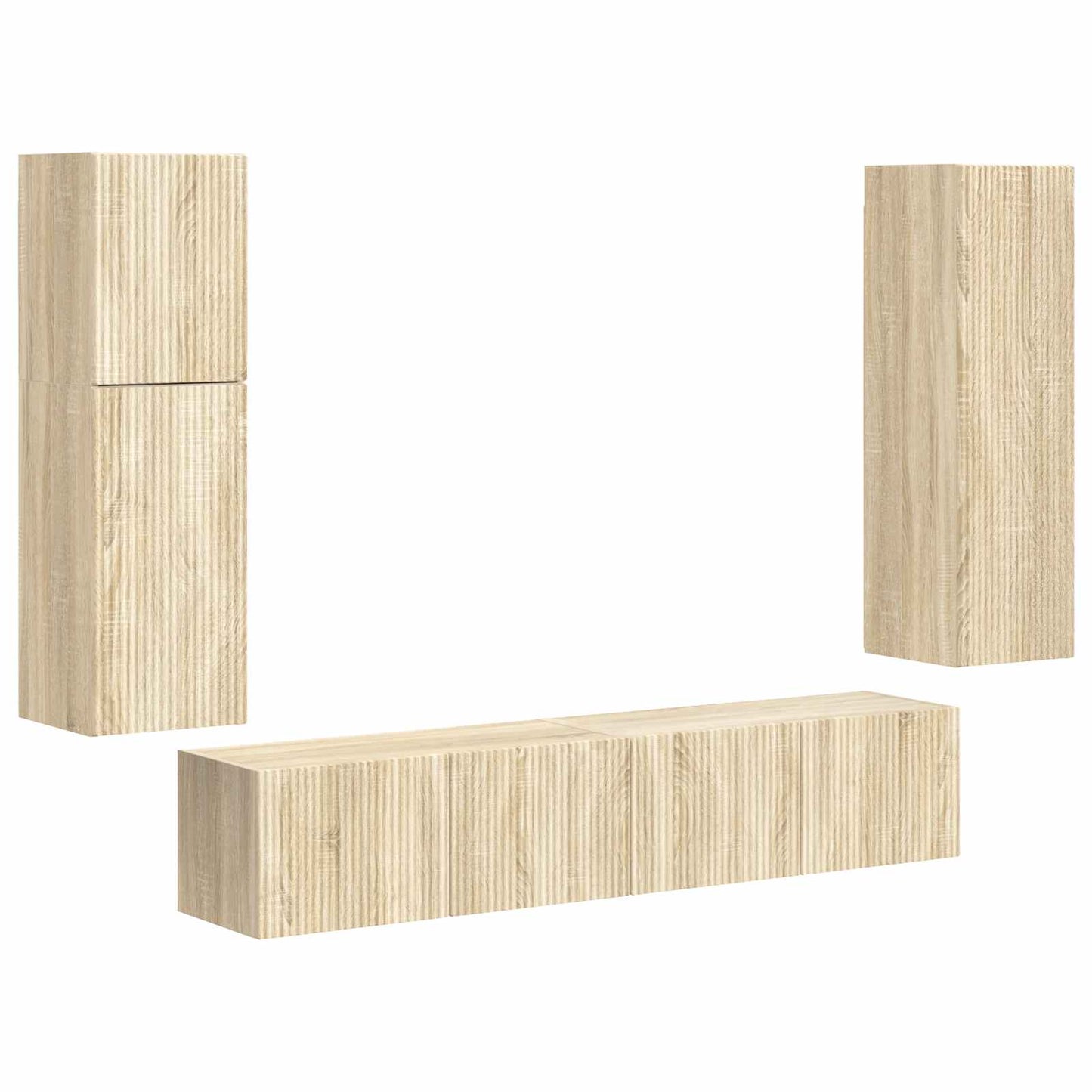 Tv-meubelset Wandgemonteerd 4 pcs Sonoma Eiken Bewerkt hout is nu te koop bij PeponiXL, paradijselijk wonen!