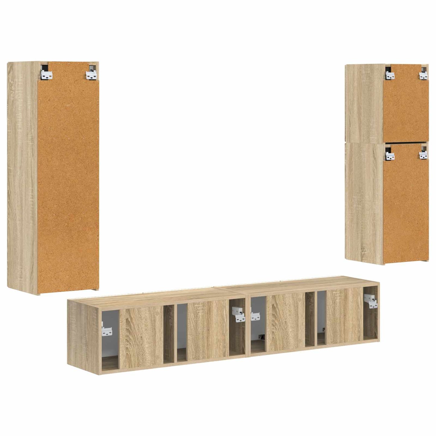 Tv-meubelset Wandgemonteerd 4 pcs Sonoma Eiken Bewerkt hout is nu te koop bij PeponiXL, paradijselijk wonen!