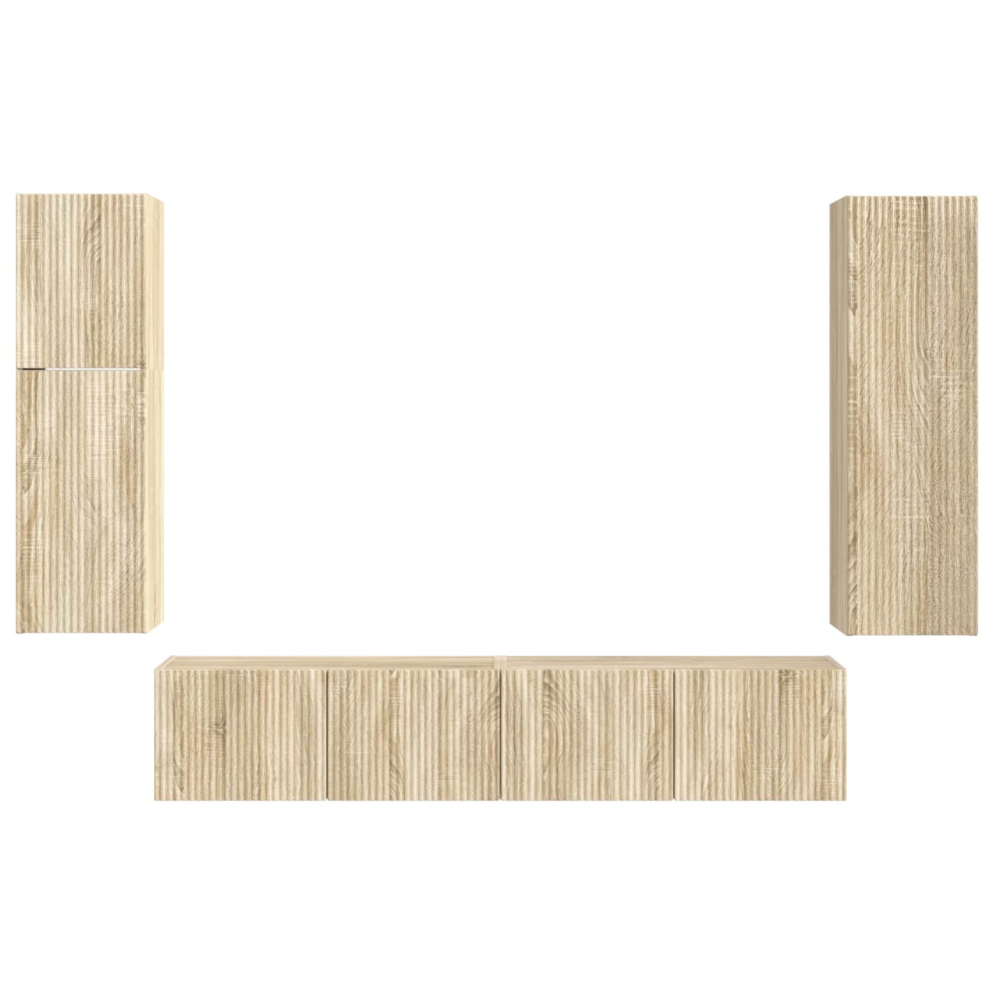 Tv-meubelset Wandgemonteerd 4 pcs Sonoma Eiken Bewerkt hout is nu te koop bij PeponiXL, paradijselijk wonen!