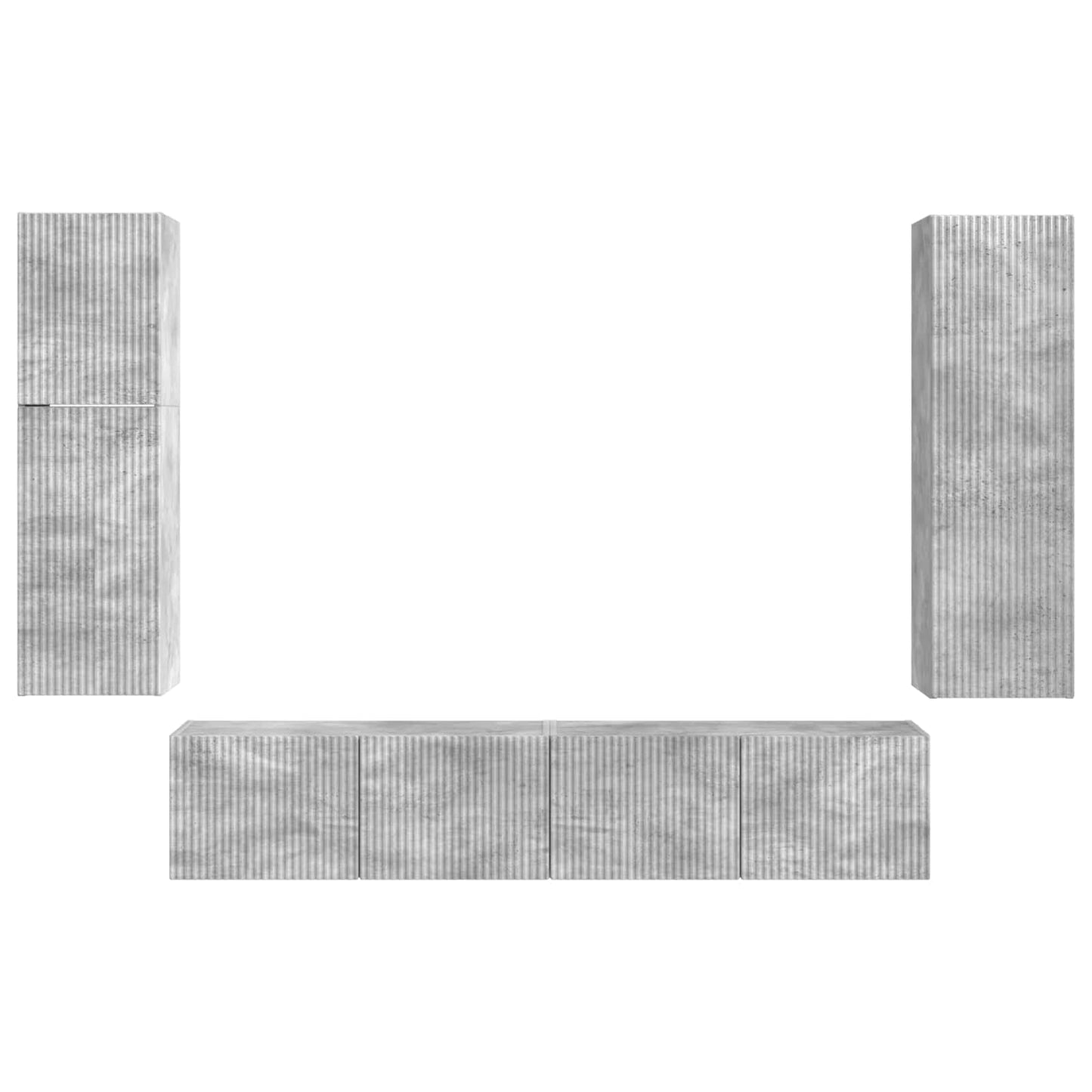Tv-meubelset Wandgemonteerd 4 pcs Beton Grijs Bewerkt hout is nu te koop bij PeponiXL, paradijselijk wonen!