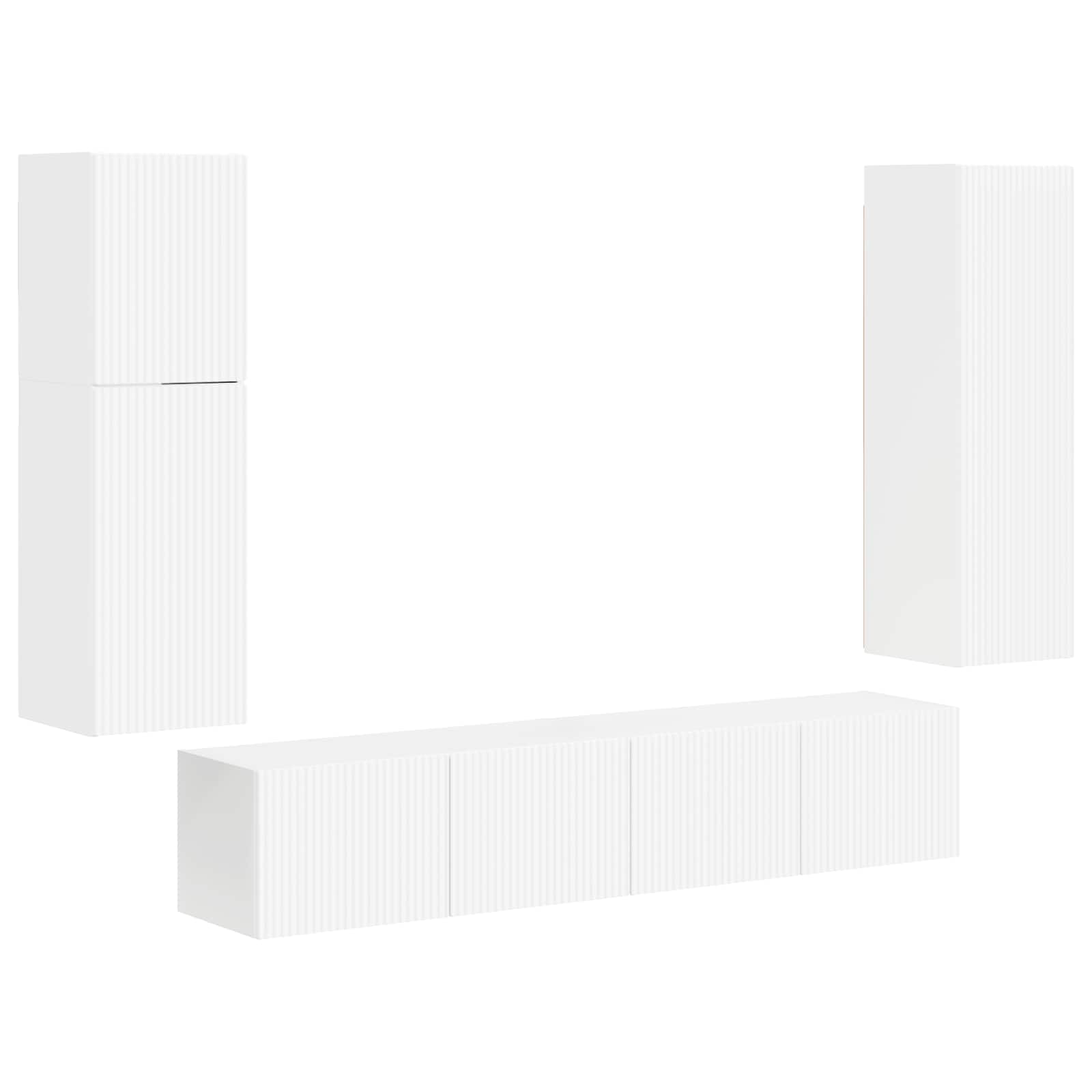Tv-meubelset Wandgemonteerd 4 pcs Hoogglans wit Bewerkt hout is nu te koop bij PeponiXL, paradijselijk wonen!