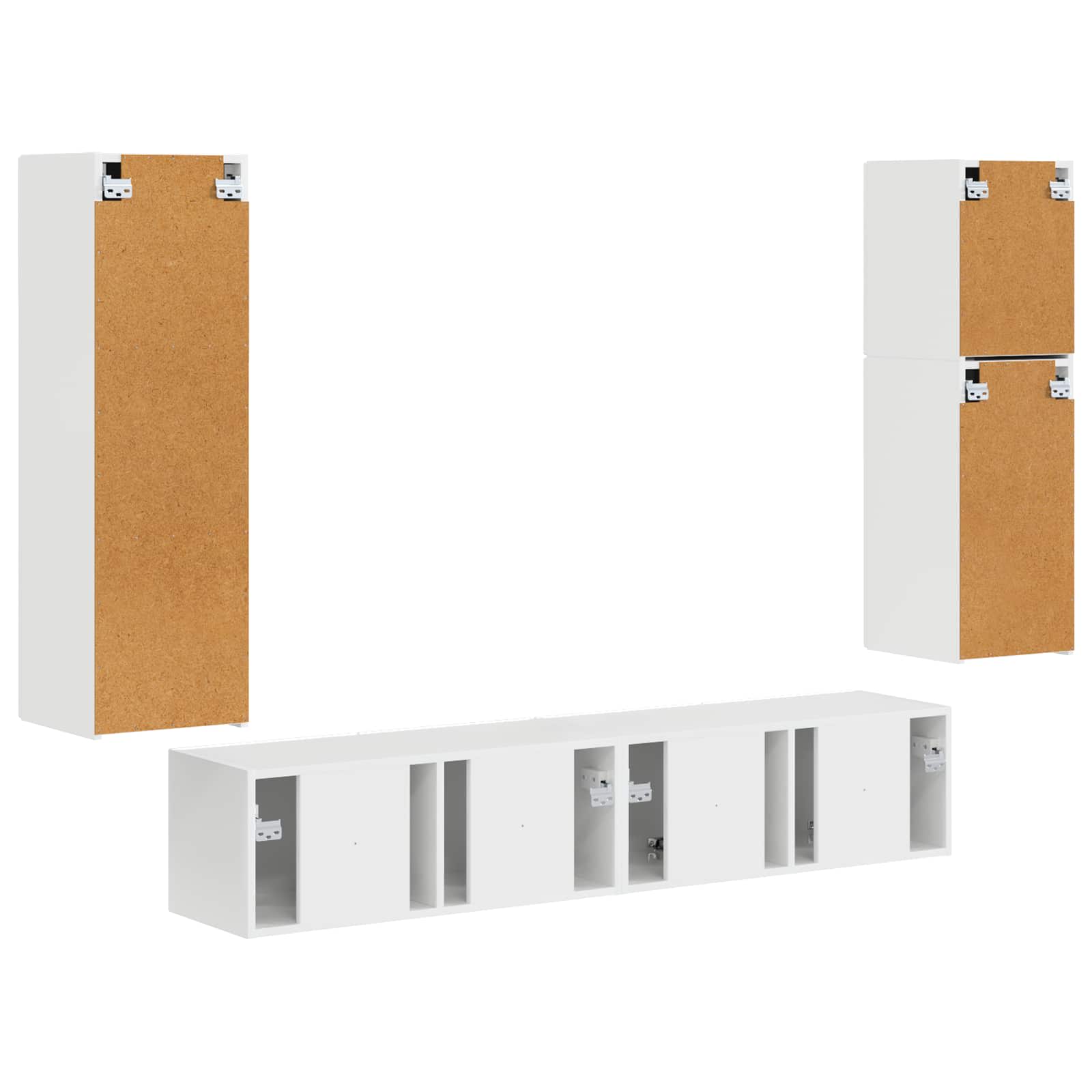 Tv-meubelset Wandgemonteerd 4 pcs Hoogglans wit Bewerkt hout is nu te koop bij PeponiXL, paradijselijk wonen!