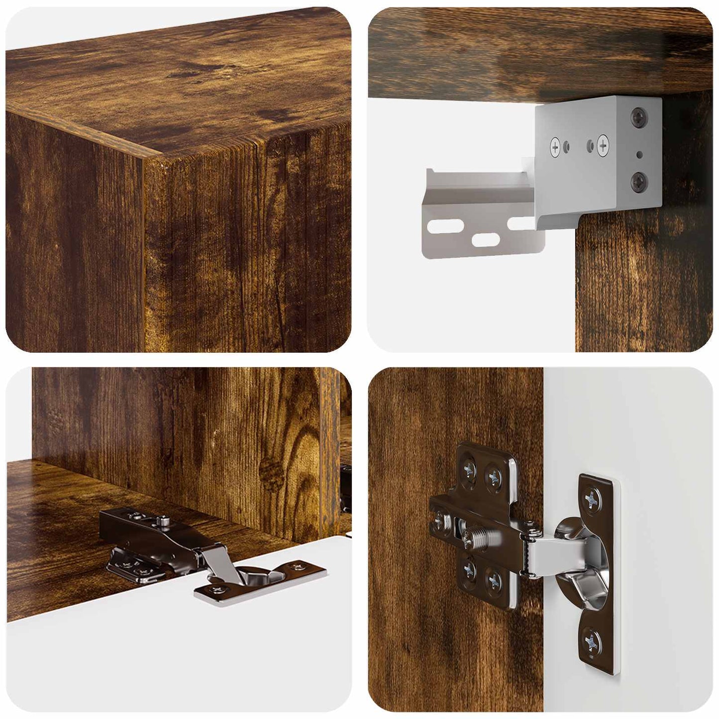 Tv-meubelset Wandgemonteerd 4 pcs Gerookt eiken Bewerkt hout is nu te koop bij PeponiXL, paradijselijk wonen!