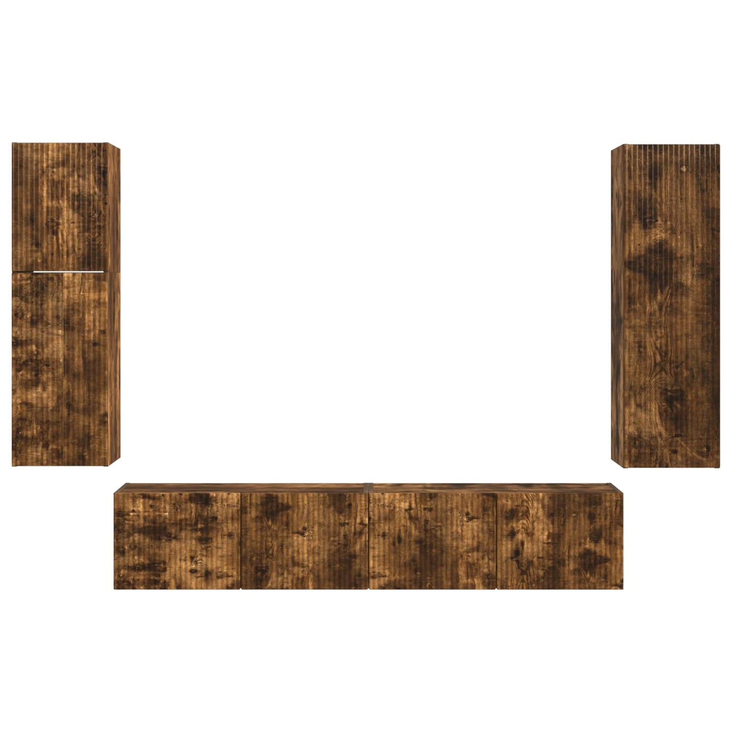 Tv-meubelset Wandgemonteerd 4 pcs Gerookt eiken Bewerkt hout is nu te koop bij PeponiXL, paradijselijk wonen!