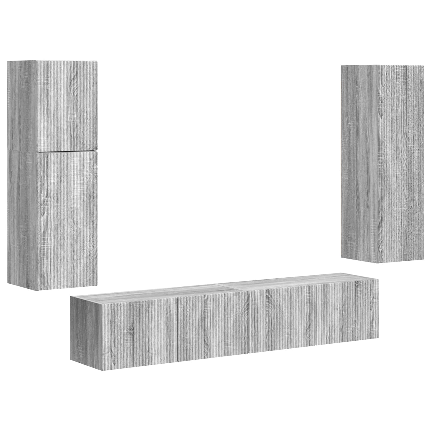 Tv-meubelset Wandgemonteerd 4 pcs Grijs Sonoma Bewerkt hout is nu te koop bij PeponiXL, paradijselijk wonen!