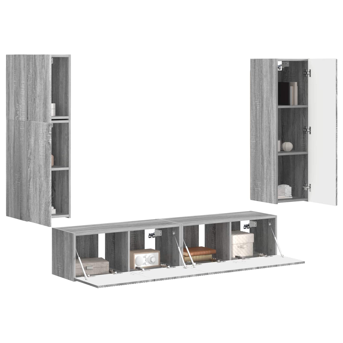Tv-meubelset Wandgemonteerd 4 pcs Grijs Sonoma Bewerkt hout is nu te koop bij PeponiXL, paradijselijk wonen!