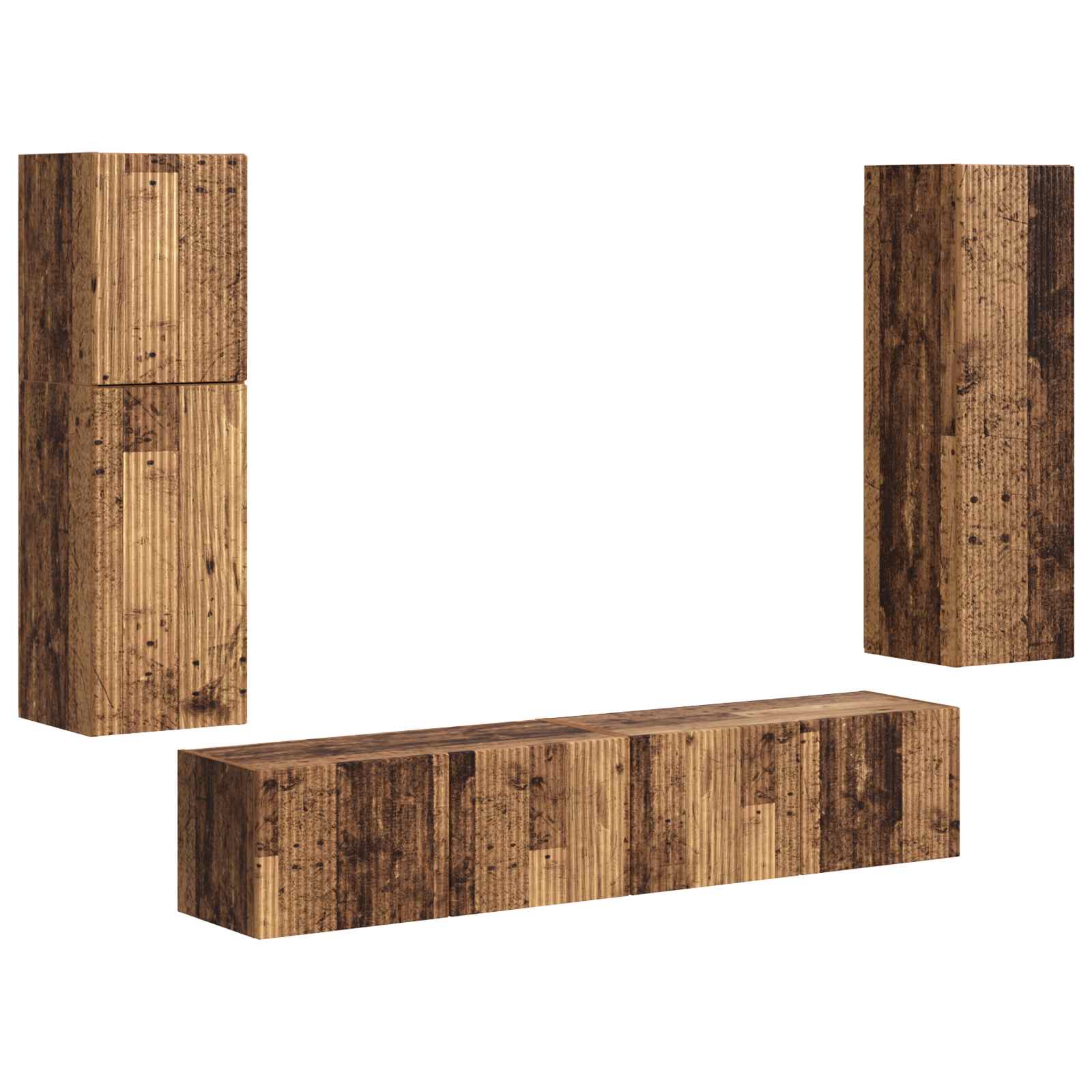 Tv-meubelset Wandgemonteerd 4 pcs Oudhout Bewerkt hout is nu te koop bij PeponiXL, paradijselijk wonen!