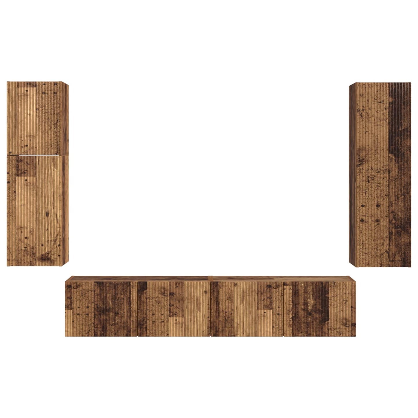 Tv-meubelset Wandgemonteerd 4 pcs Oudhout Bewerkt hout is nu te koop bij PeponiXL, paradijselijk wonen!