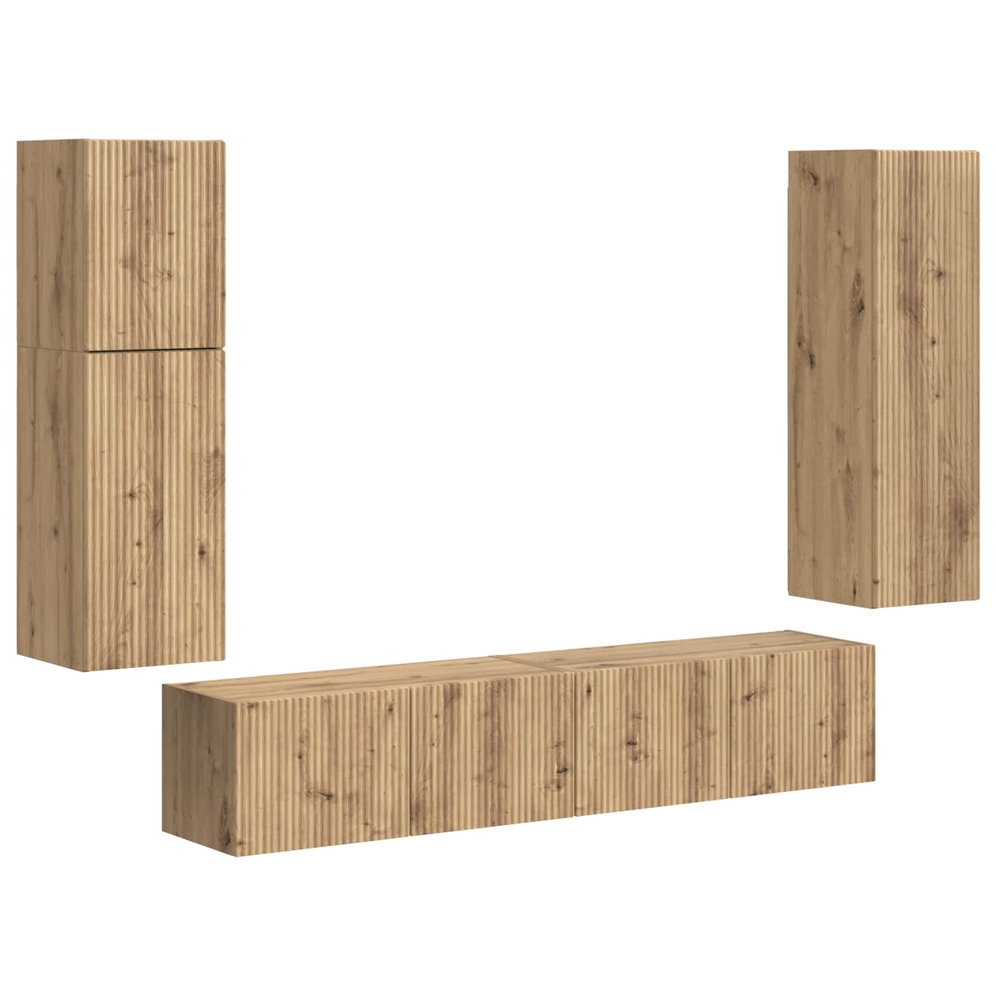 Tv-meubelset Wandgemonteerd 4 pcs Artisan Eiken Bewerkt hout is nu te koop bij PeponiXL, paradijselijk wonen!