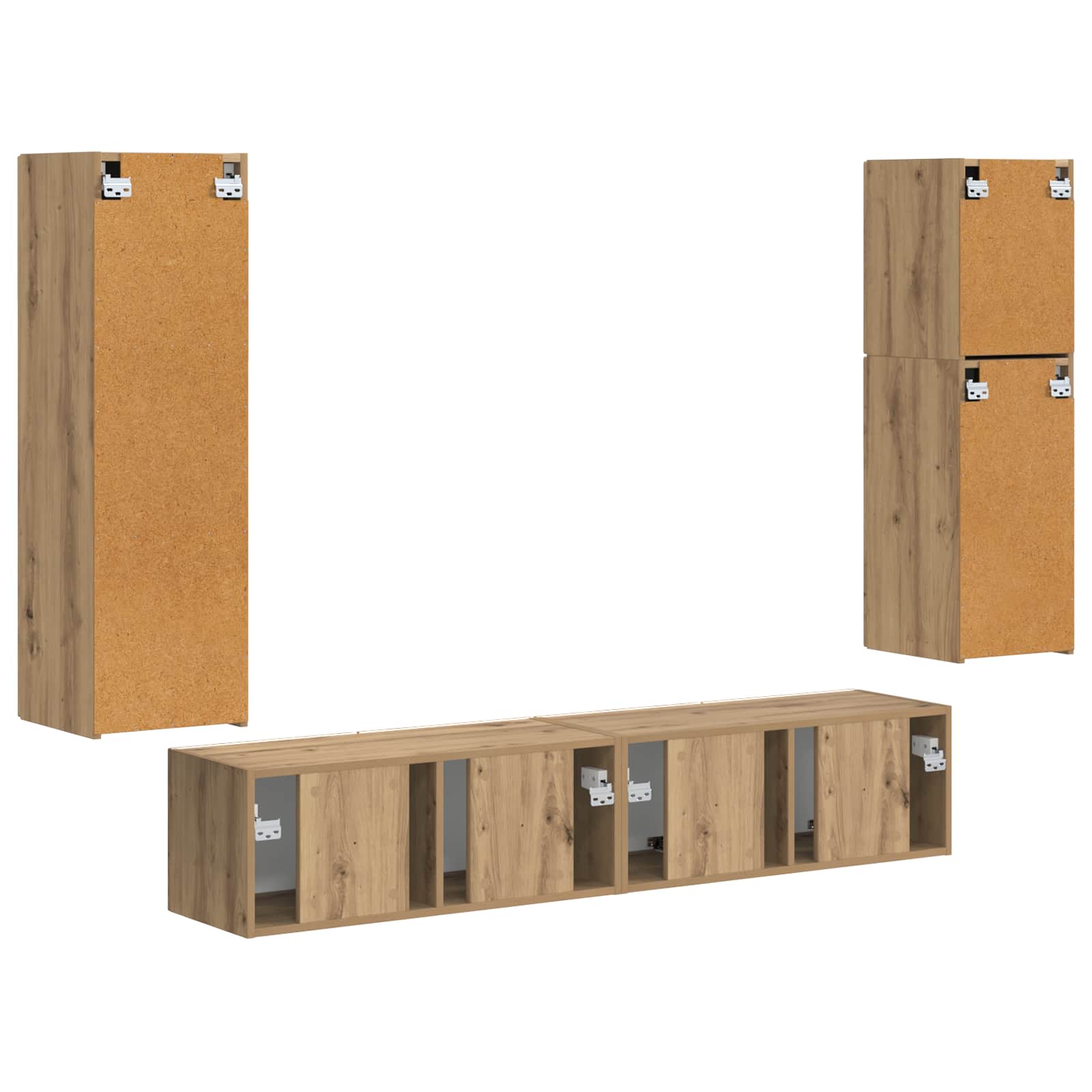 Tv-meubelset Wandgemonteerd 4 pcs Artisan Eiken Bewerkt hout is nu te koop bij PeponiXL, paradijselijk wonen!