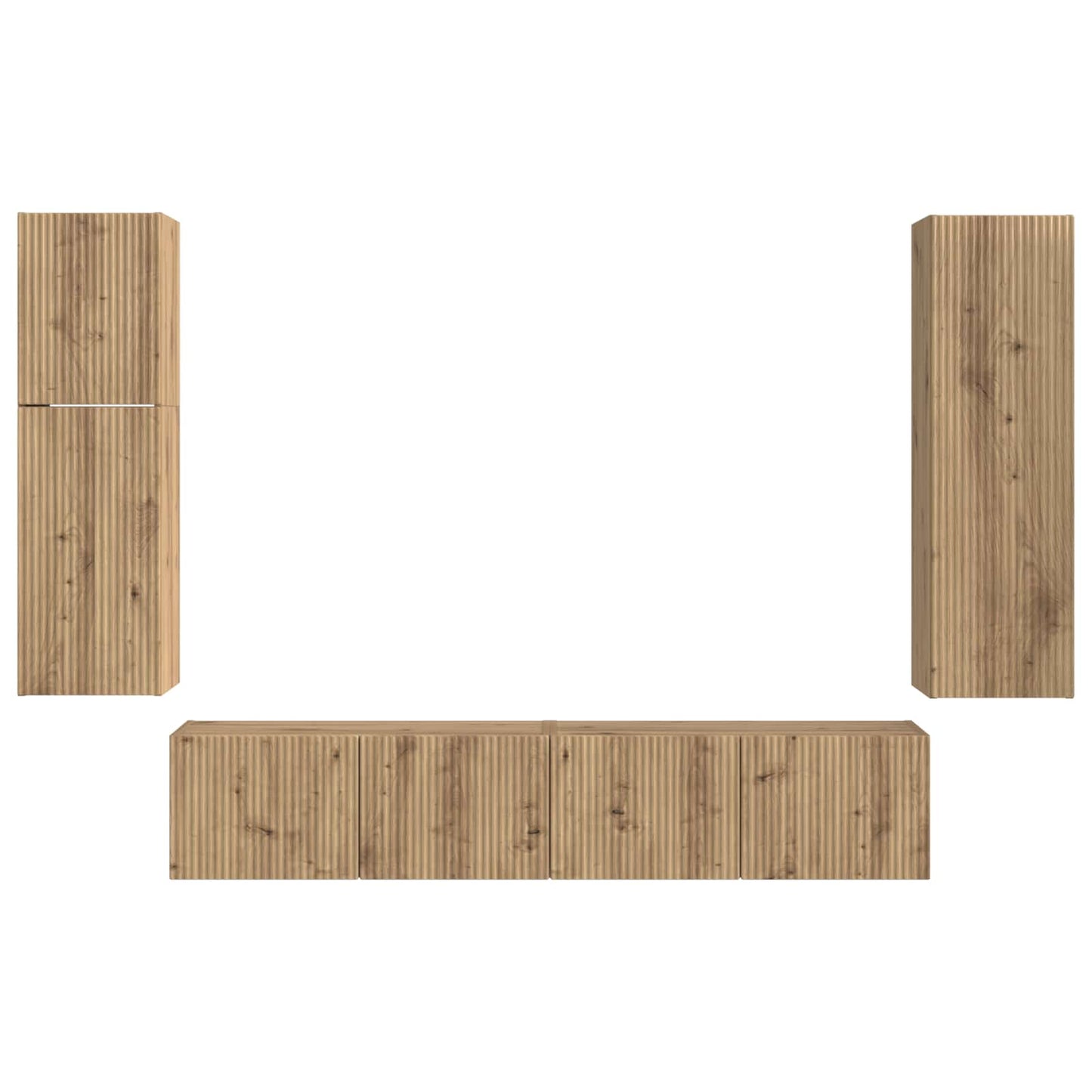 Tv-meubelset Wandgemonteerd 4 pcs Artisan Eiken Bewerkt hout is nu te koop bij PeponiXL, paradijselijk wonen!