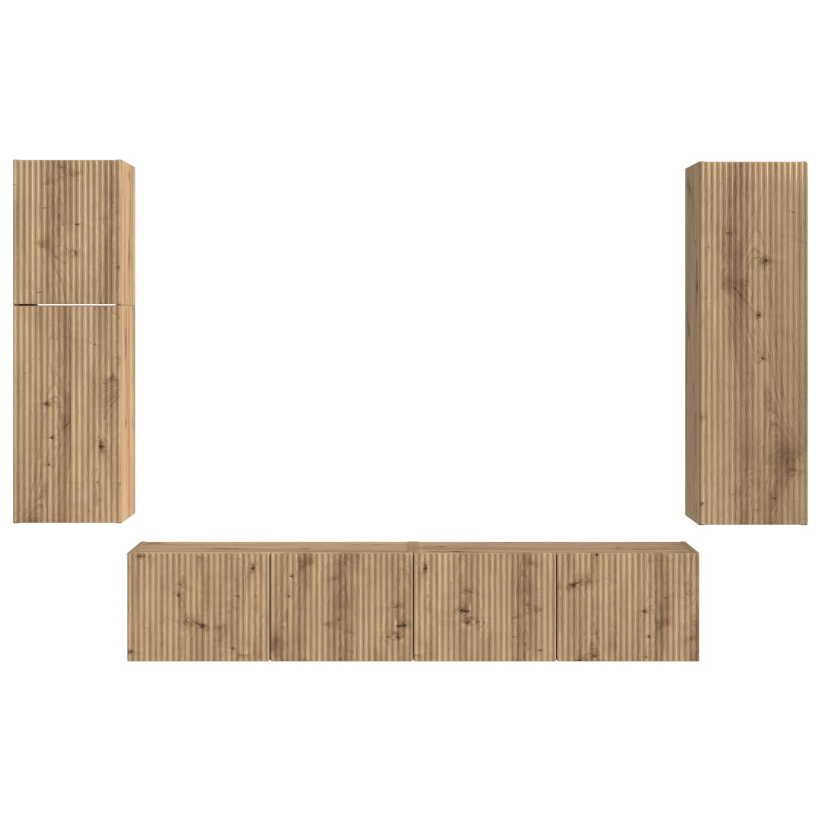 Tv-meubelset Wandgemonteerd 4 pcs Artisan Eiken Bewerkt hout is nu te koop bij PeponiXL, paradijselijk wonen!