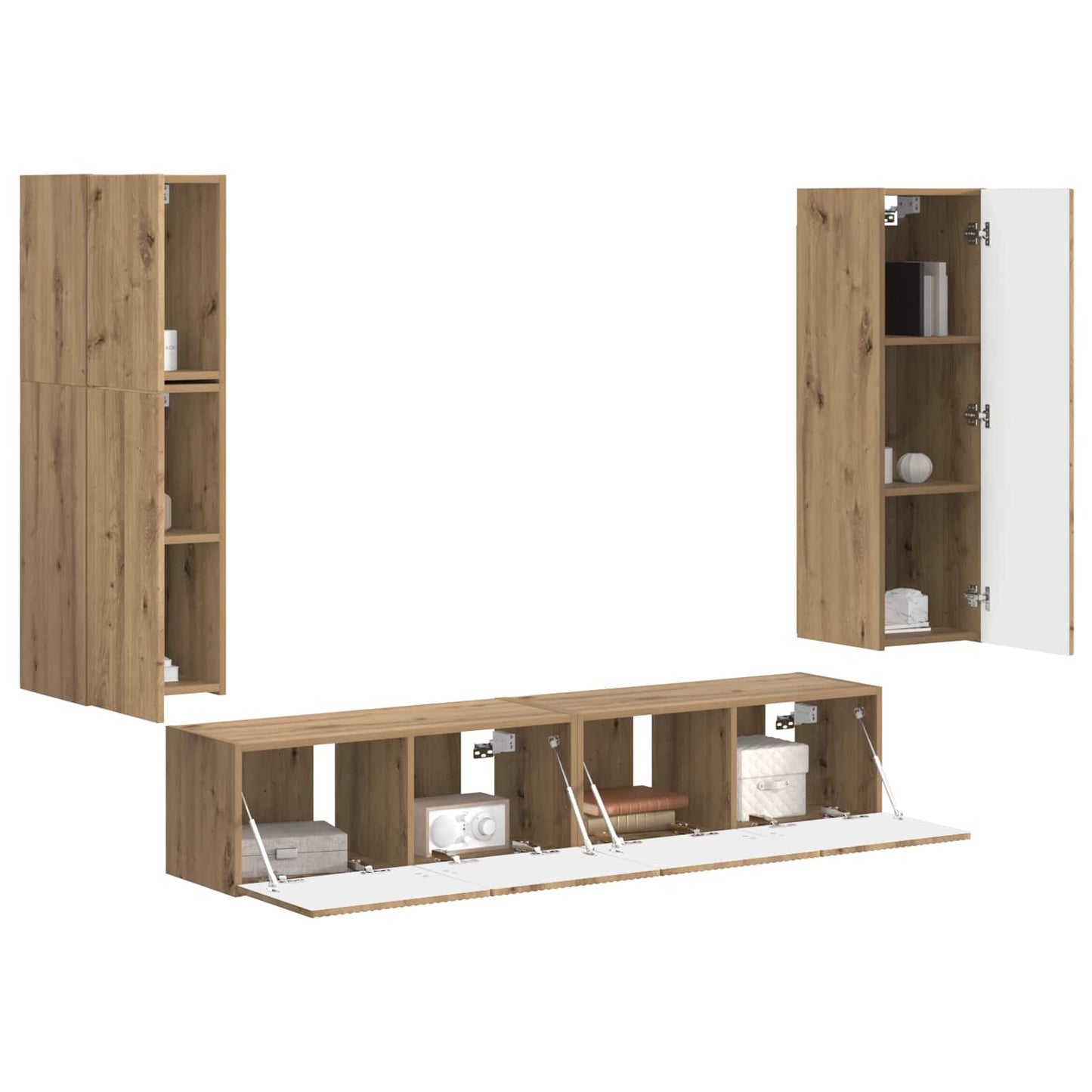 Tv-meubelset Wandgemonteerd 4 pcs Artisan Eiken Bewerkt hout is nu te koop bij PeponiXL, paradijselijk wonen!
