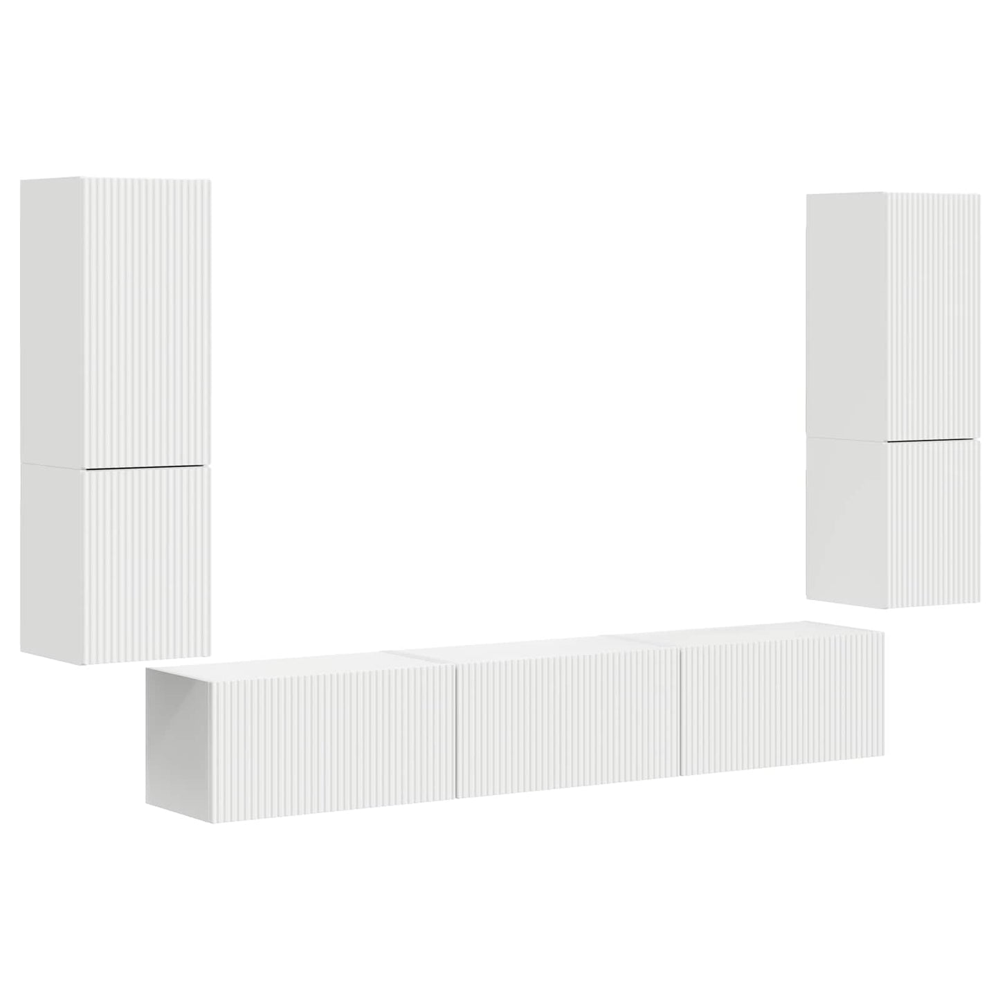 Tv-meubelset Wandgemonteerd 4 pcs Wit Bewerkt hout is nu te koop bij PeponiXL, paradijselijk wonen!