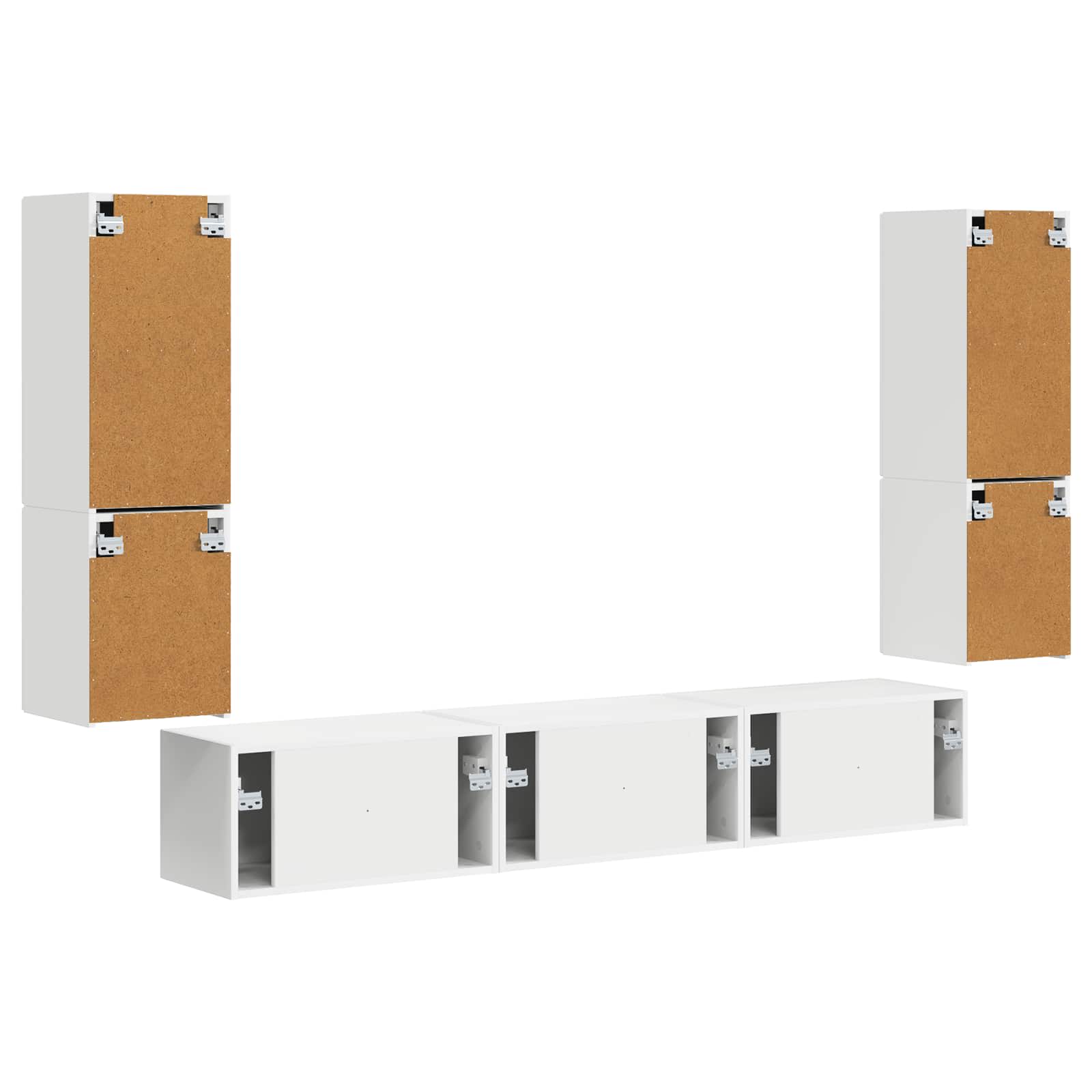 Tv-meubelset Wandgemonteerd 4 pcs Wit Bewerkt hout is nu te koop bij PeponiXL, paradijselijk wonen!