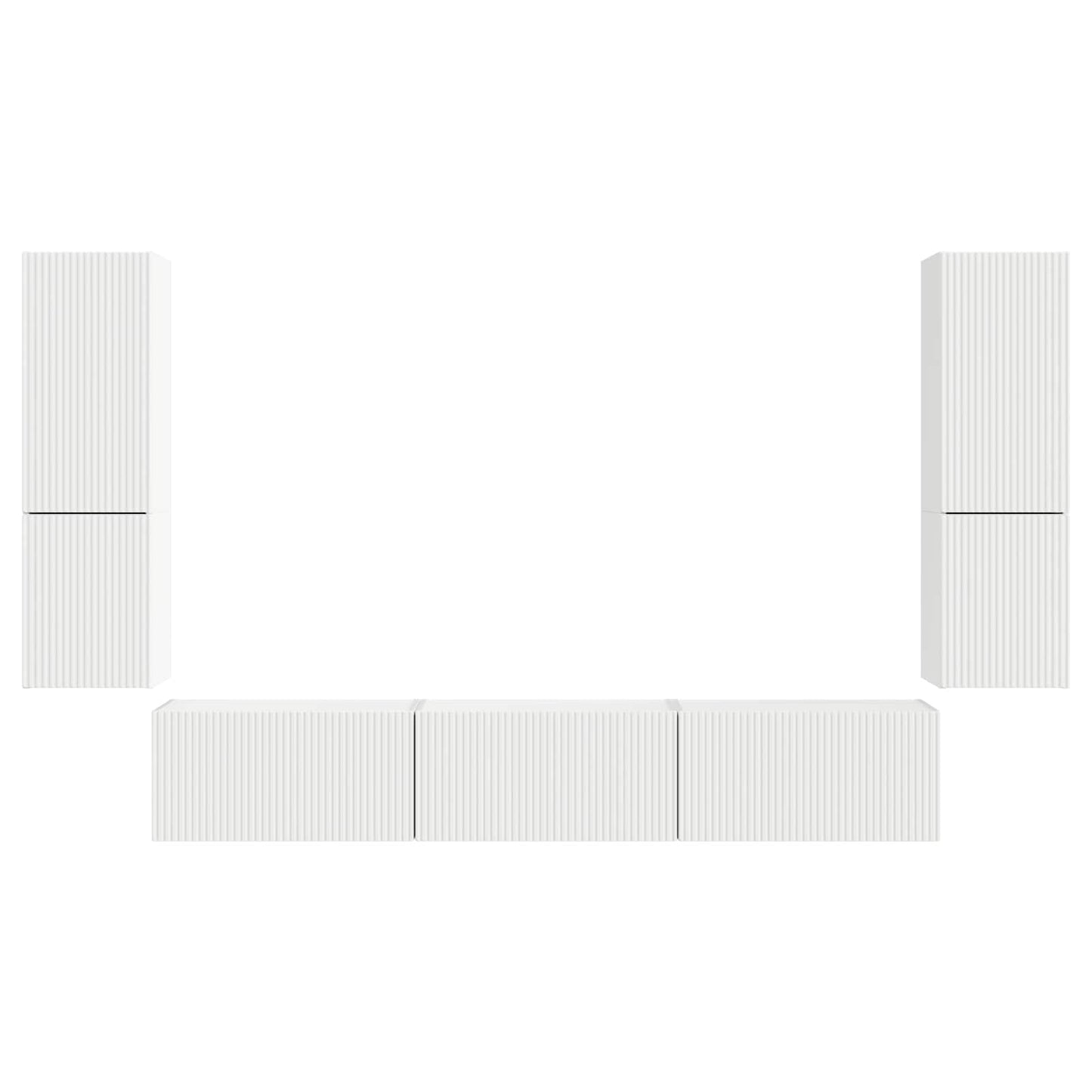 Tv-meubelset Wandgemonteerd 4 pcs Wit Bewerkt hout is nu te koop bij PeponiXL, paradijselijk wonen!