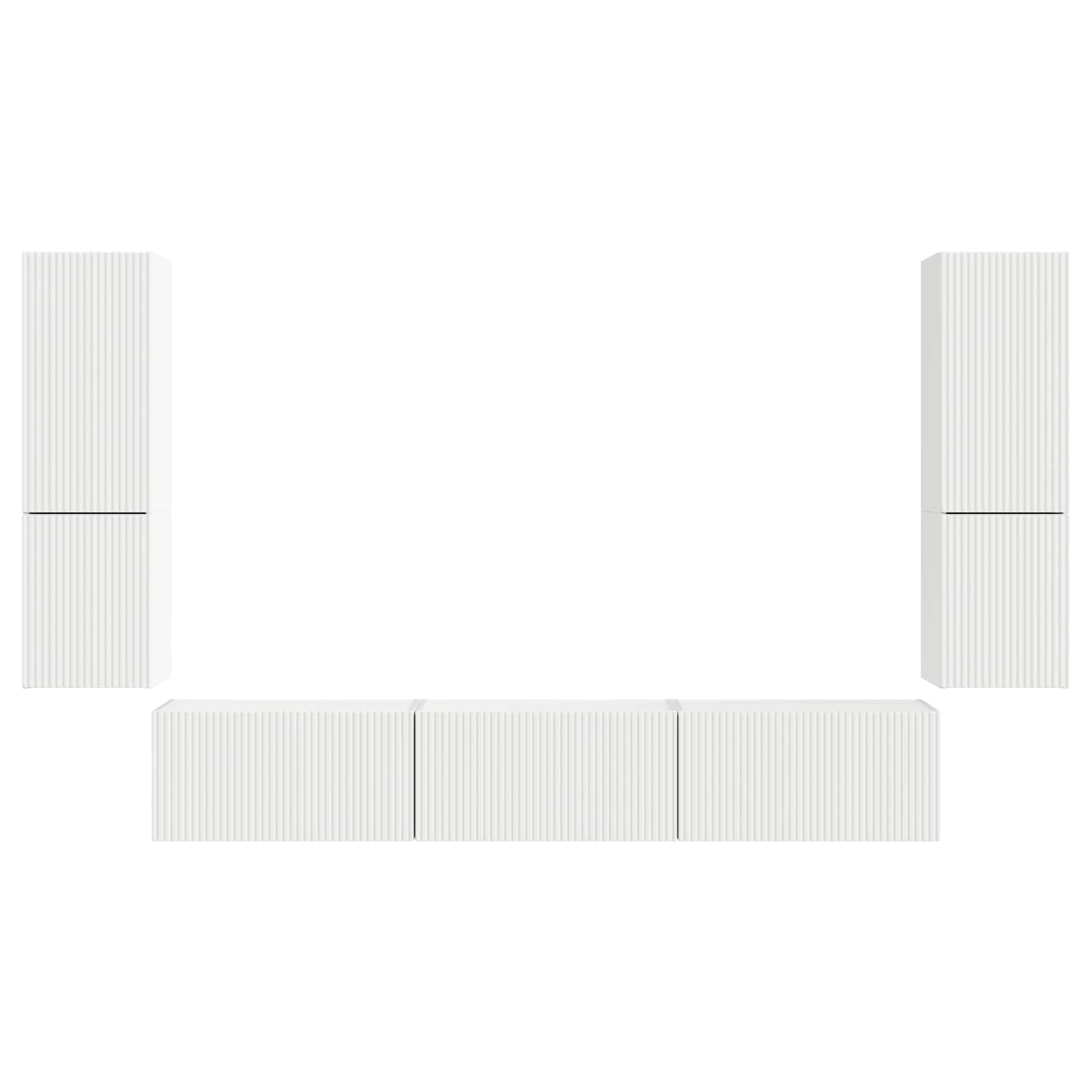 Tv-meubelset Wandgemonteerd 4 pcs Wit Bewerkt hout is nu te koop bij PeponiXL, paradijselijk wonen!