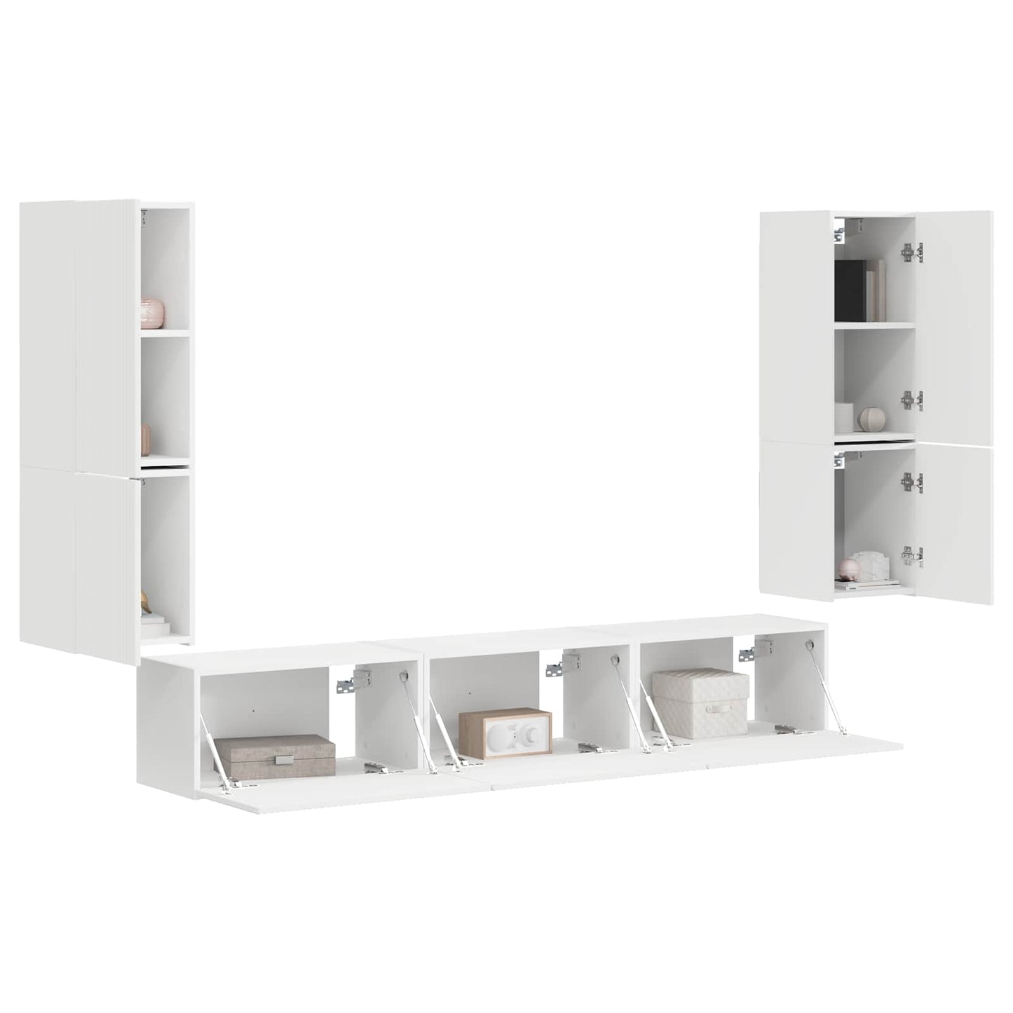 Tv-meubelset Wandgemonteerd 4 pcs Wit Bewerkt hout is nu te koop bij PeponiXL, paradijselijk wonen!